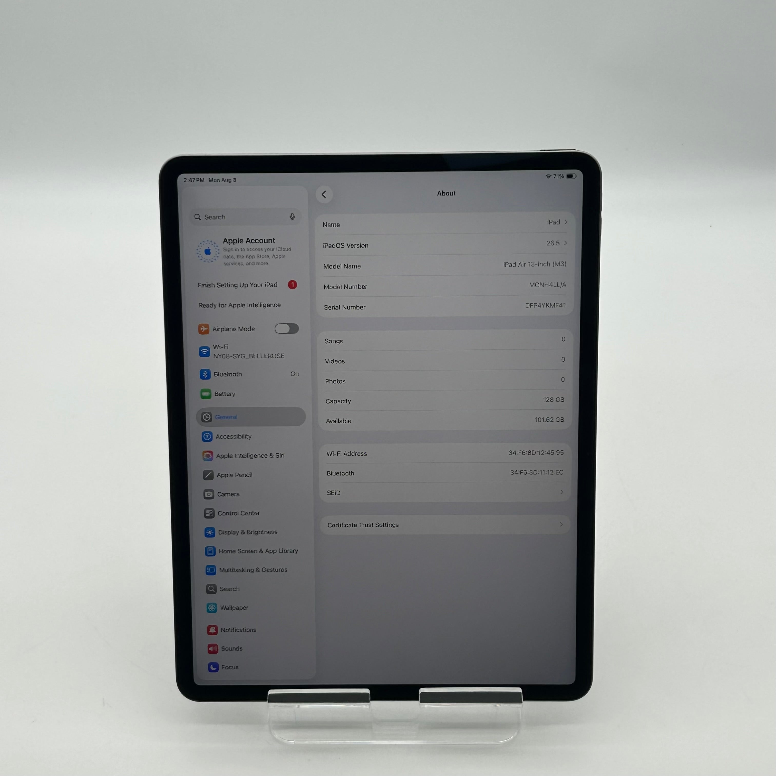 Apple iPad Air 13 M3 2025 - 128GB - Space Gray WiFi A3268 MCNH4LL/A