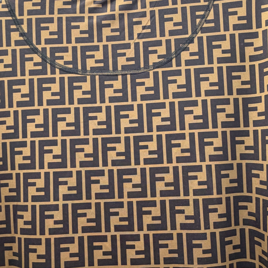 Fendi FF Zucca Monogram Cotton Short Sleeve T-Shirt Brown/Black - Large Size