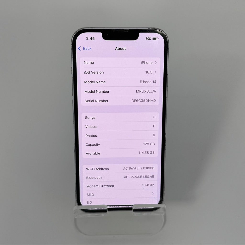 T-Mobile Apple iPhone 14 128GB MPUA3LL/A  BH 85% BH - PARTS ONLY