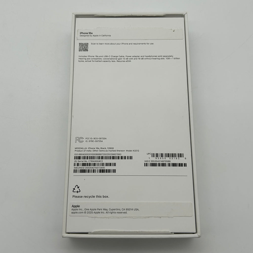 Apple iPhone 16e A3212 (AT&T Locked) 128GB Black For Parts