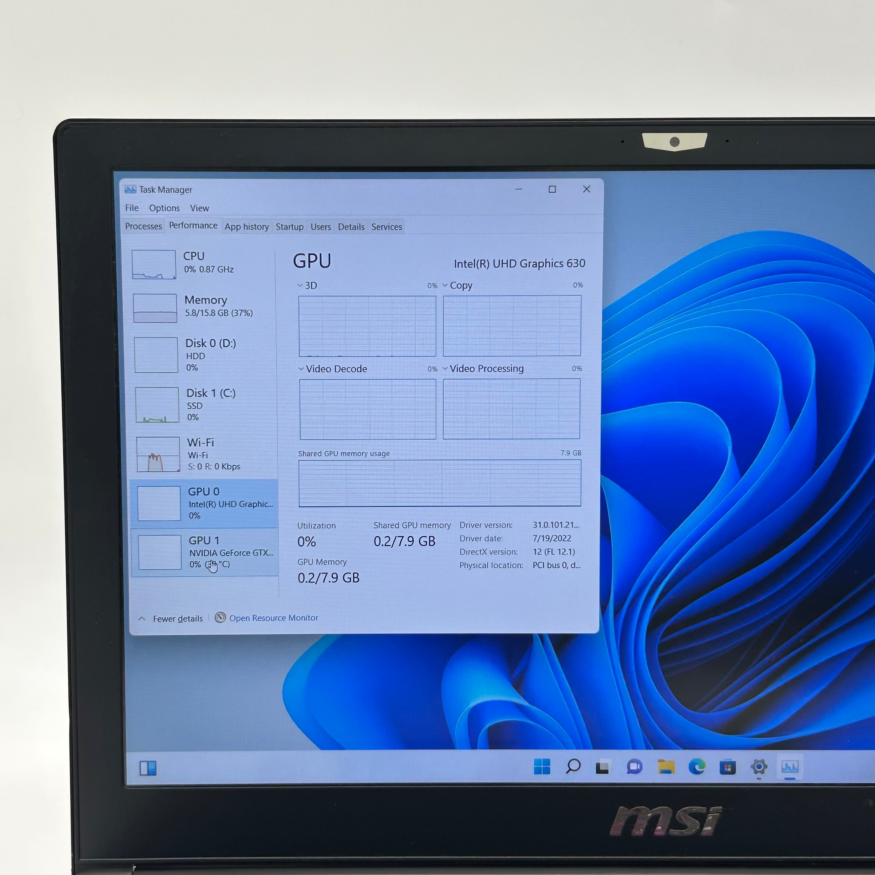 MSI GS63 Stealth 8RE 15.6" FHD 120Hz Intel Core i7-8750H 16GB RAM 256GB SSD 1TB HDD Black Gaming Laptop Used With Box