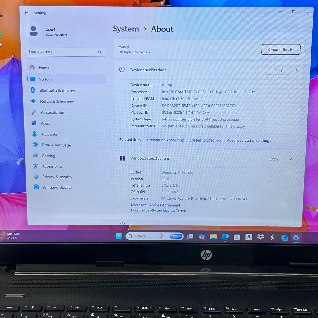 HP 17-by3613dx 17-inch Laptop Core i5 10th Gen 8GB RAM 256GB SSD - *READ*