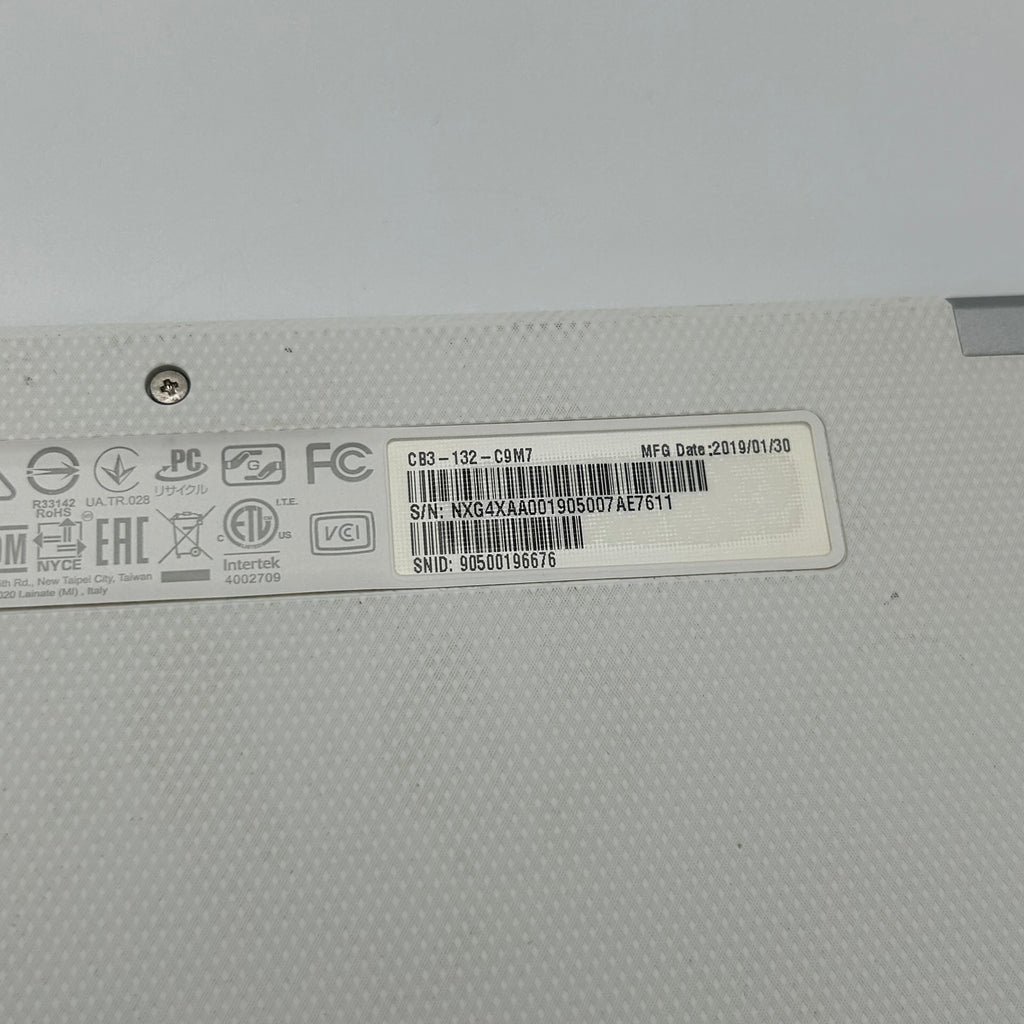 Acer Chromebook 11 CB3-132-C9M7 11.6-inch Intel Celeron N3060 2GB RAM 16GB eMMC White