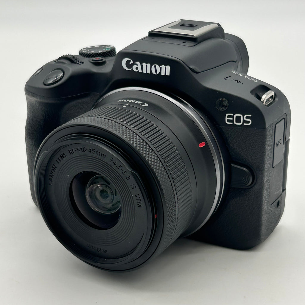 Canon EOS R50 Mirrorless Camera in Black w/ RF-S 18-45mm F4.5-6.3 IS STM Lens