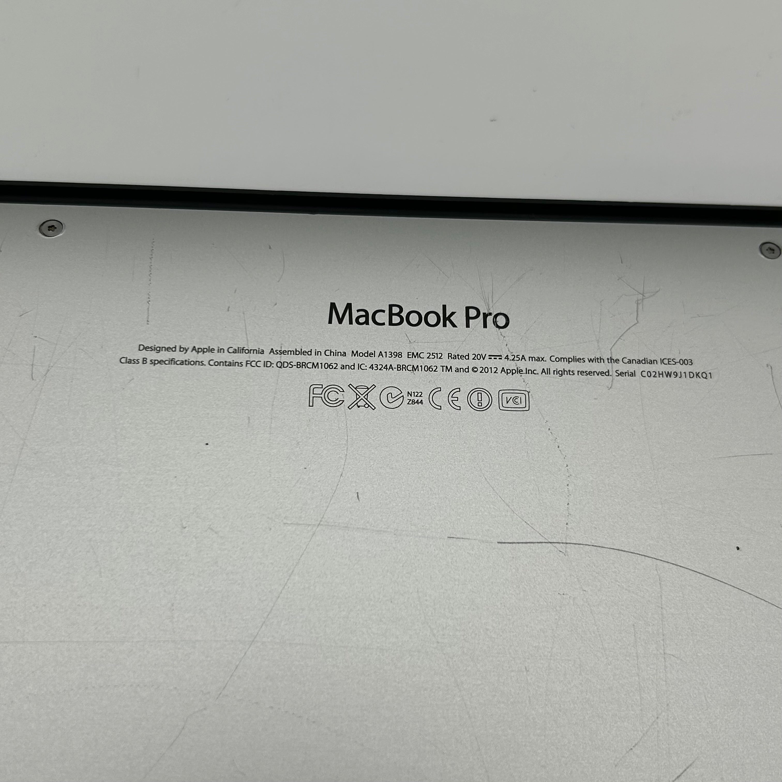 Apple MacBook Pro 15" A1398 Mid-2012 256GB SSD 8GB