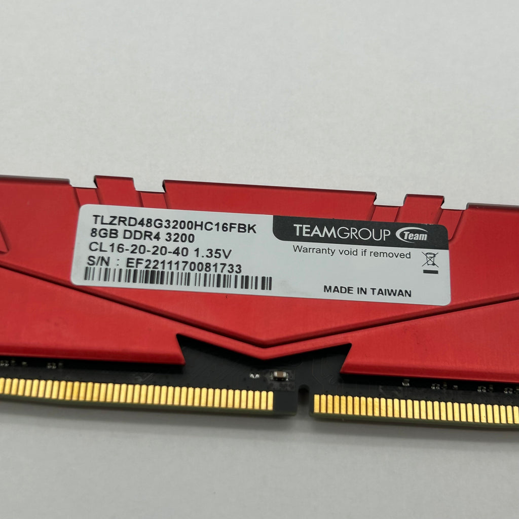 TeamGroup T-Force Vulcan Z 8GB DDR4 3200MHz RAM Stick Red - Untested
