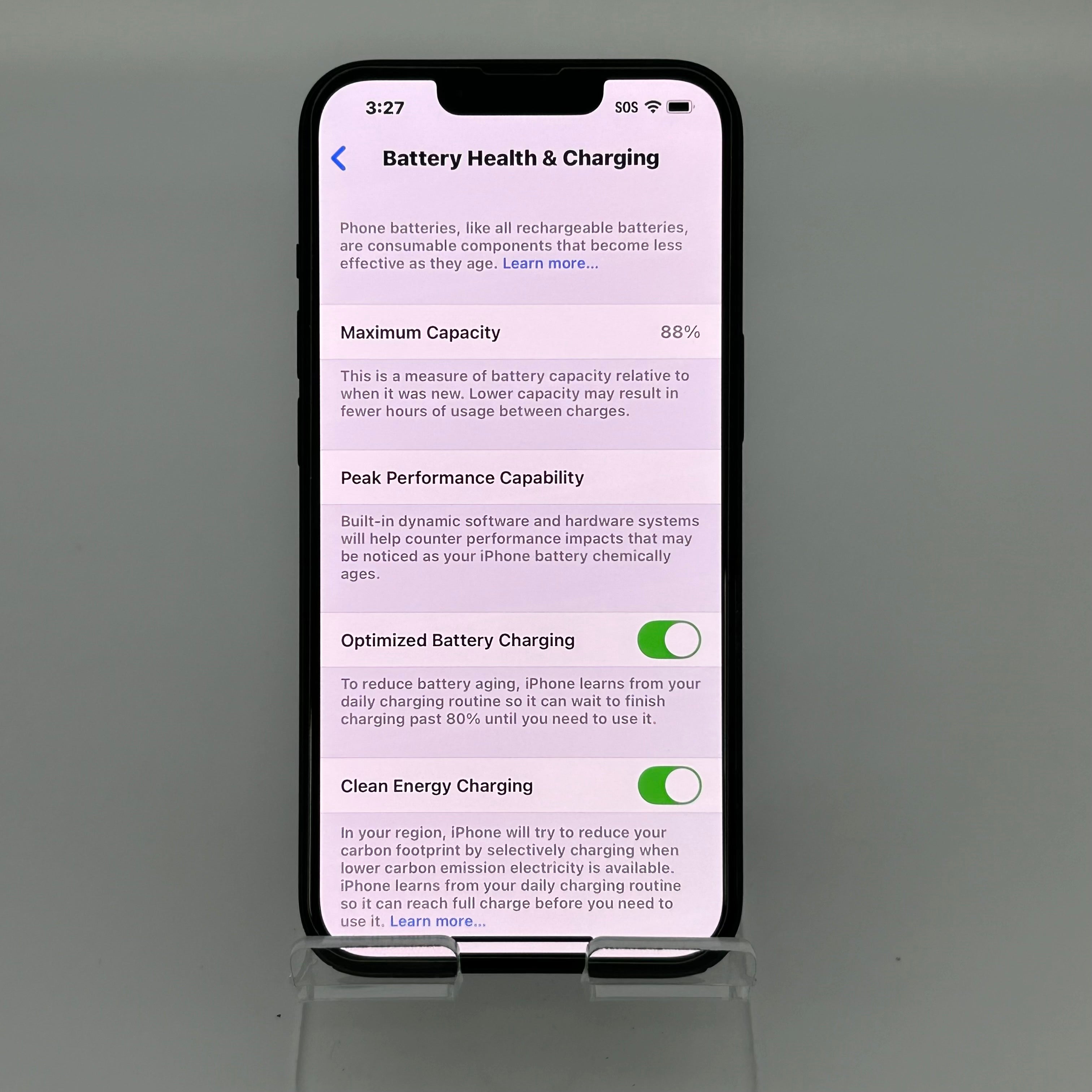 Apple iPhone 14 128GB Unlocked Midnight Black, MPUA3LL/A BH 88% Clean IMEI