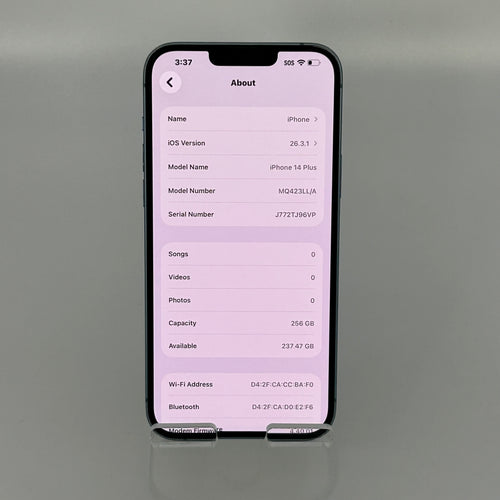 Apple iPhone 14 Plus - 256GB - Blue - BH 86%