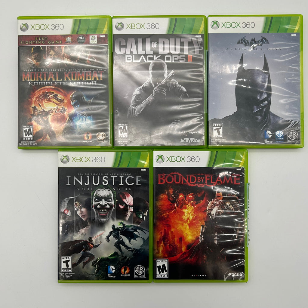 Xbox 360 S 250GB Model 1439 Black Console System Bundle 5 Games 2 Controllers