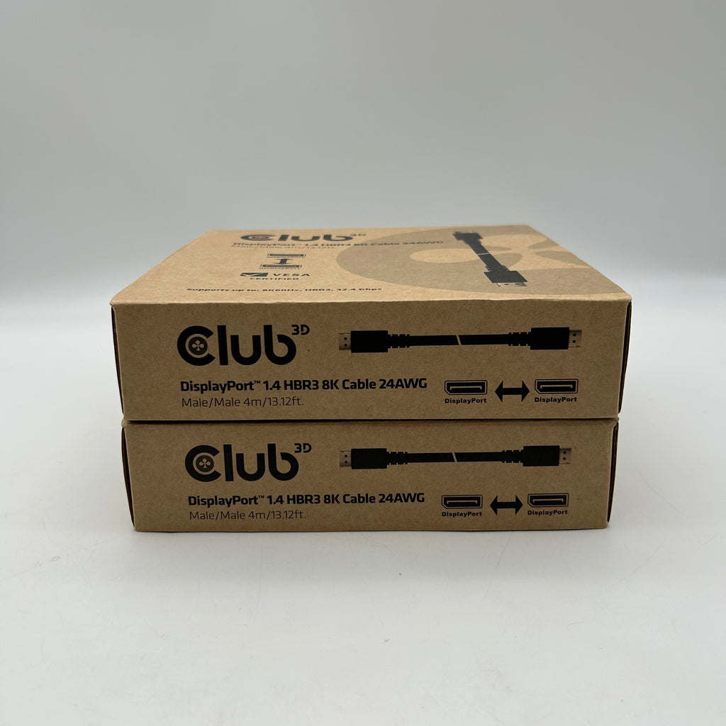Club3d DisplayPort 1.4 HBR3 8K Cable 24AWG 2 Pack 4m length