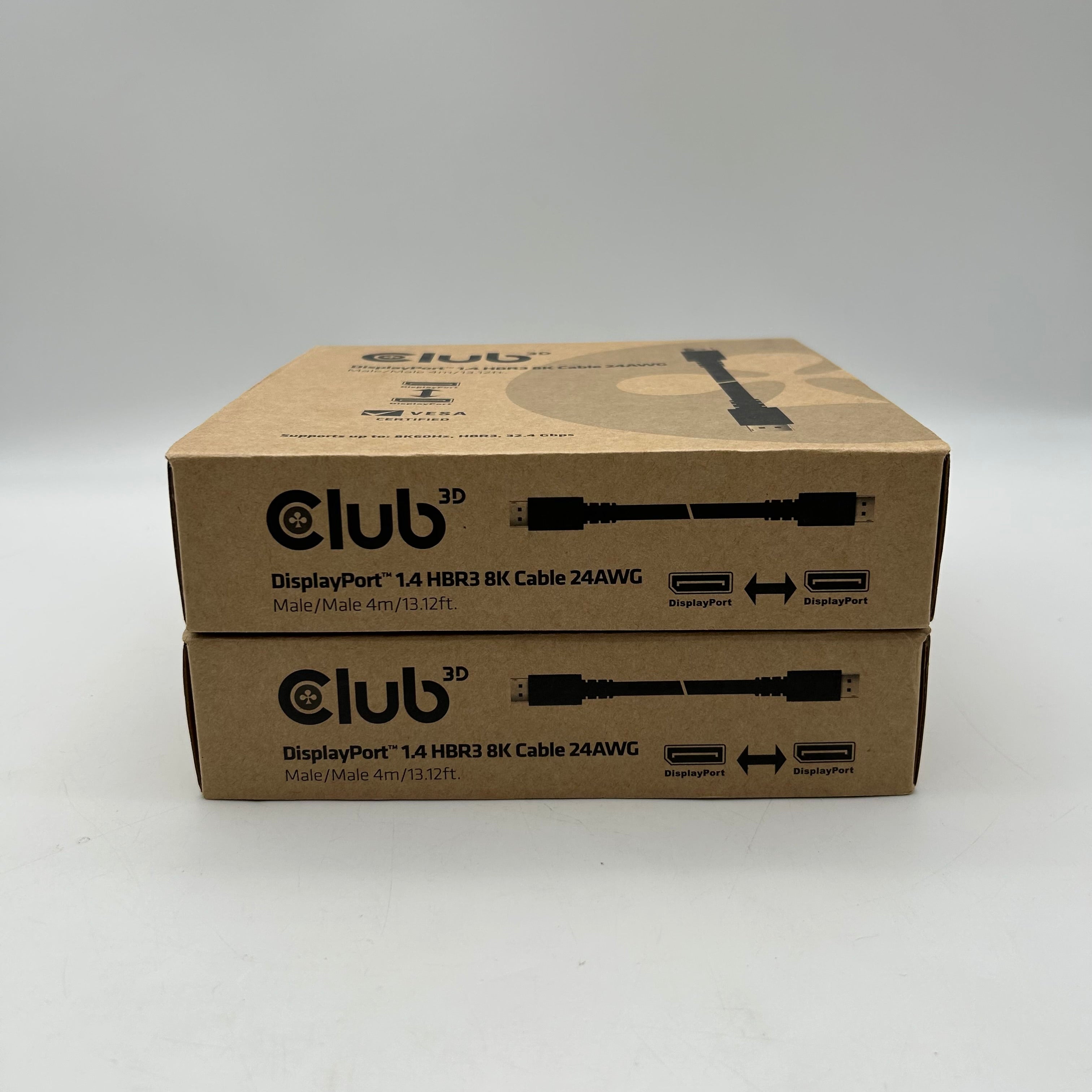Club3d DisplayPort 1.4 HBR3 8K Cable 24AWG 2 Pack 4m length