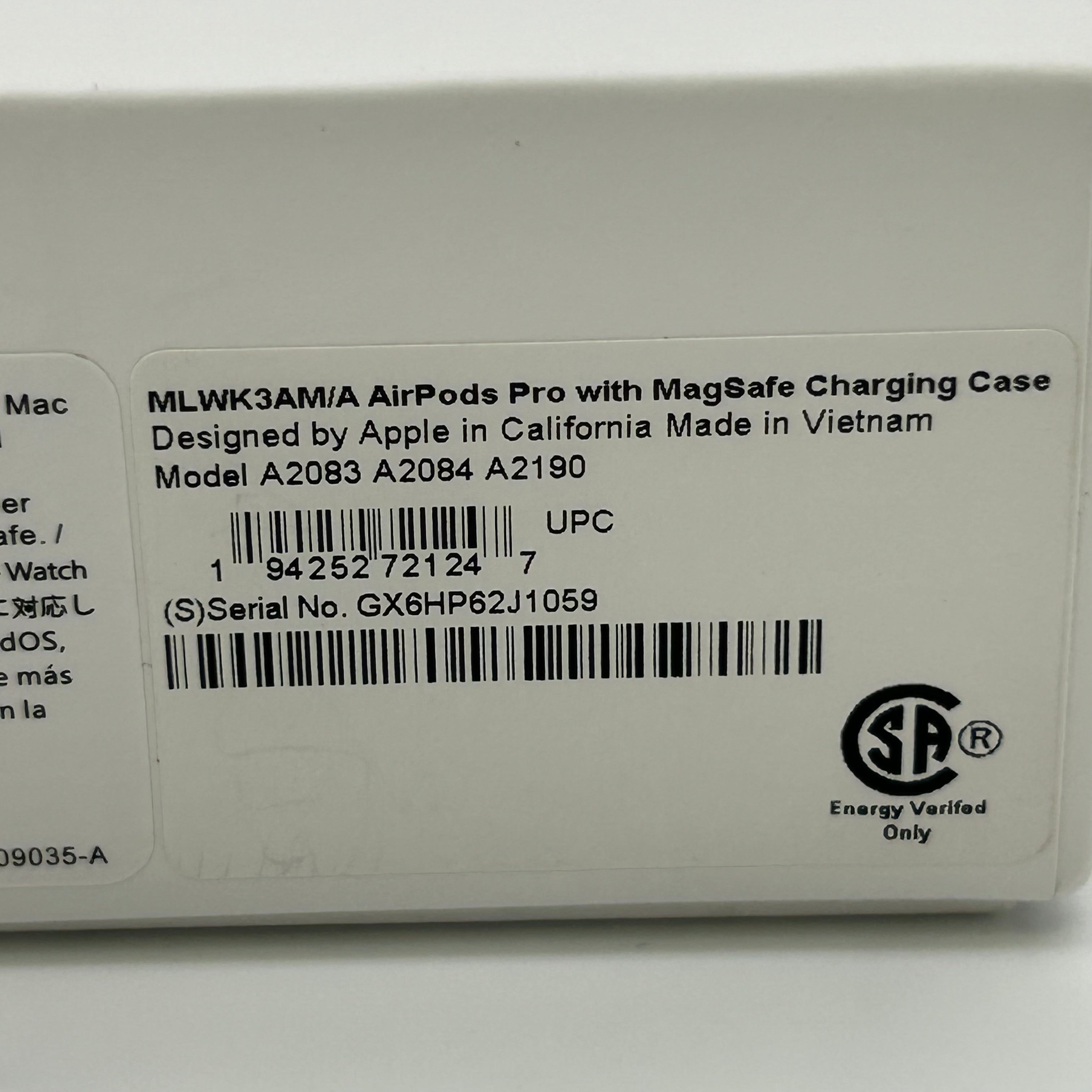 Apple AirPods Pro with Wireless Charging Case - MLWK3AM/A - A2083 A2084 A2190 - New Open Box