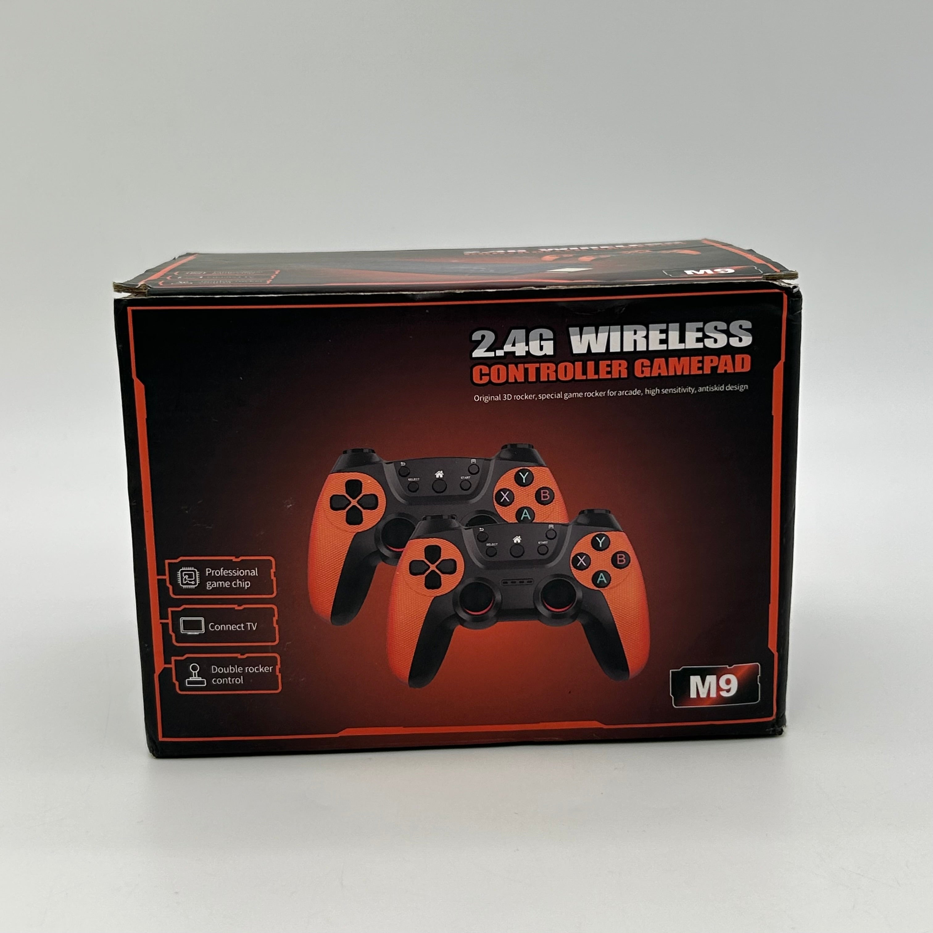 2.4G Wireless Controller Gamepad, 2 controllers, 1 game stick - M9 - Orange/Black
