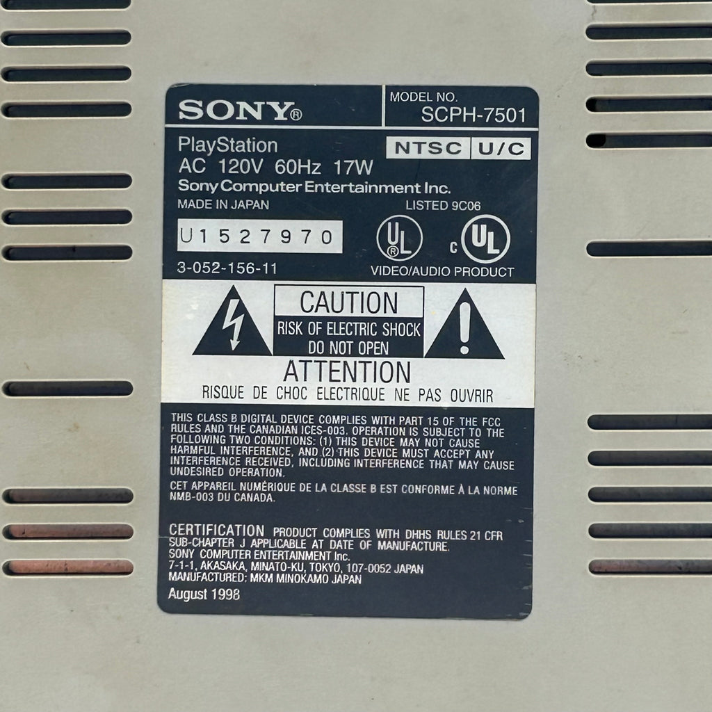 Playstation 1 Console SCPH-7501 - For Parts Or Repair Only