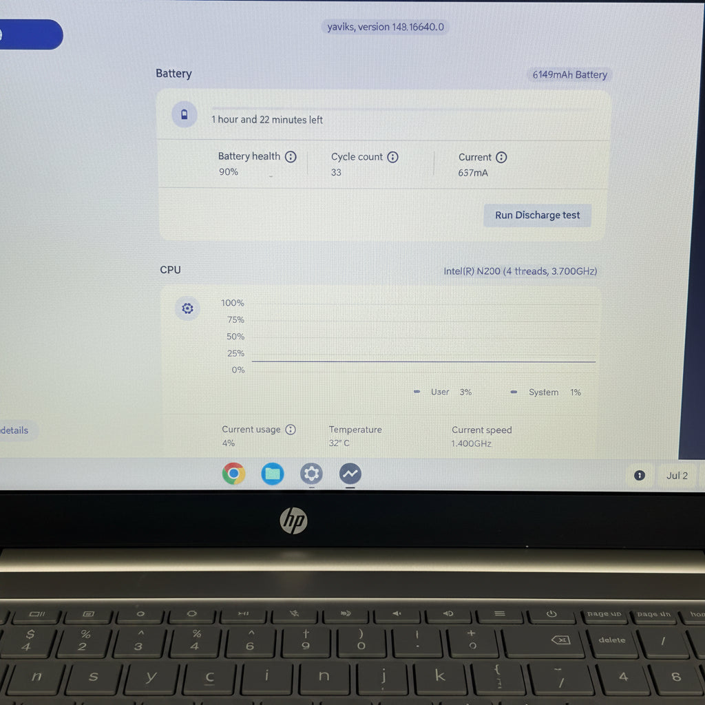 HP Chromebook 15a-nb0013dx - 15.6" Intel N200 3.2 GHz, 8GB RAM, 64GB w/ Charger