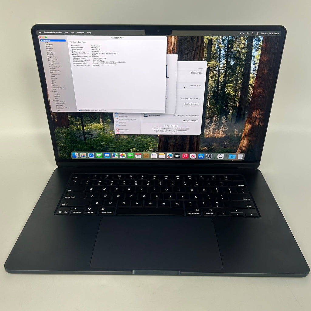 2025 Apple MacBook Air 15" M4 10C GPU 4.4GHz 16GB RAM 512GB SSD A3241