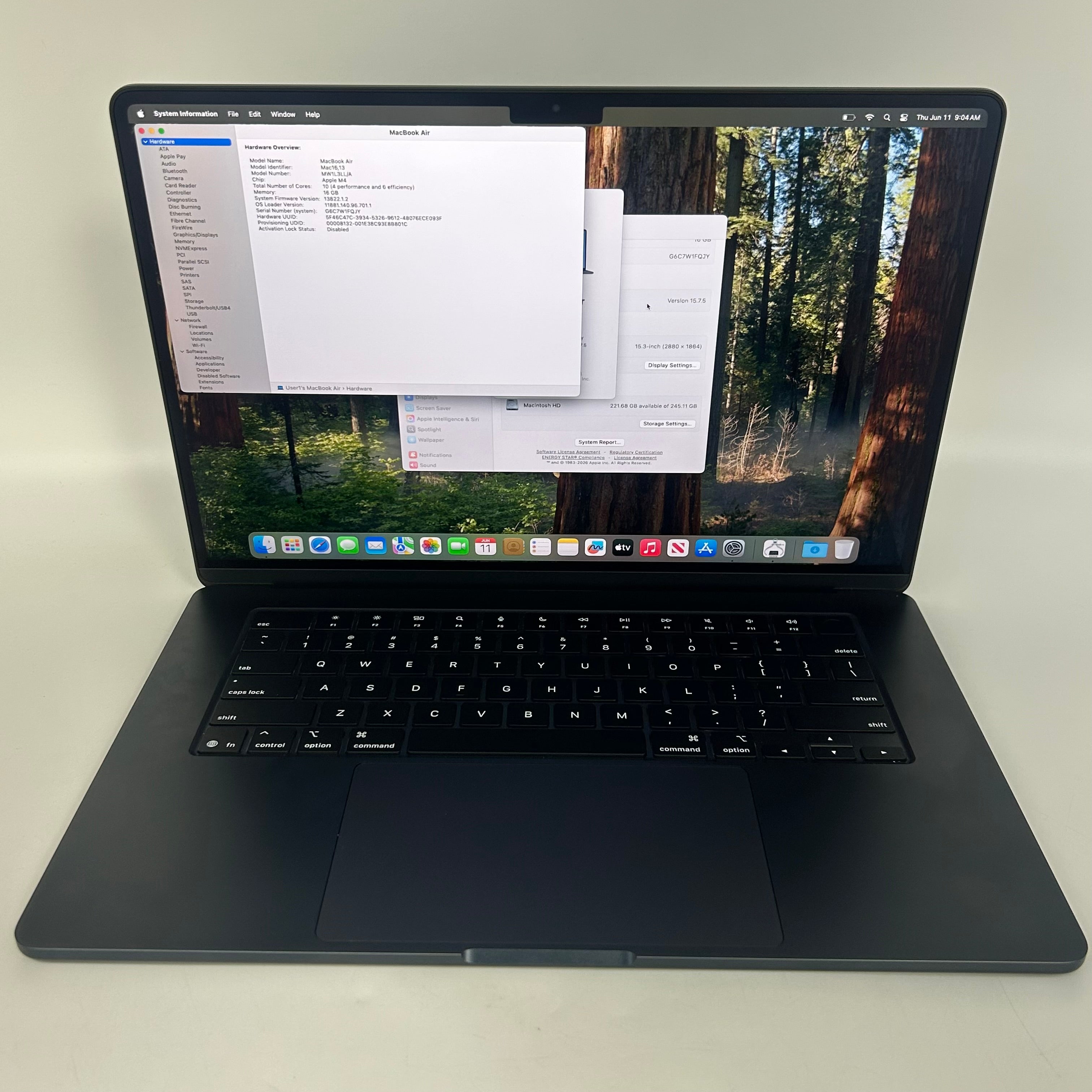 2025 Apple MacBook Air 15" M4 10C GPU 4.4GHz 16GB RAM 512GB SSD A3241