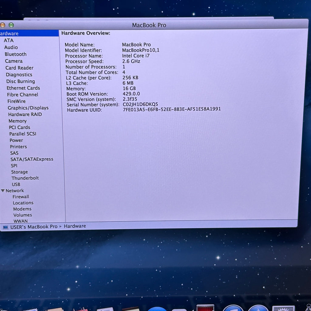 Apple MacBook Pro A1398 15" Retina i7 2.6GHz 16GB RAM 500GB SSD - Service Battery