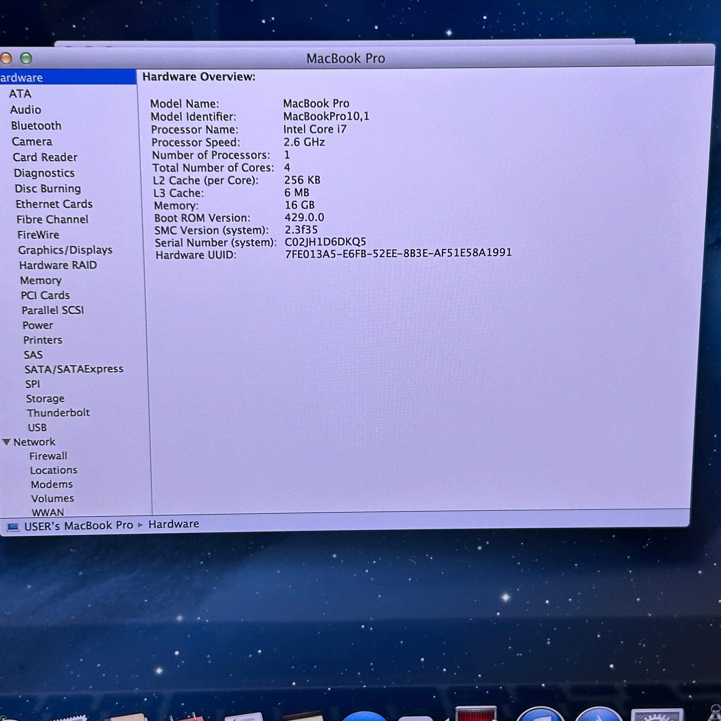 Apple MacBook Pro A1398 15" Retina i7 2.6GHz 16GB RAM 500GB SSD - Service Battery