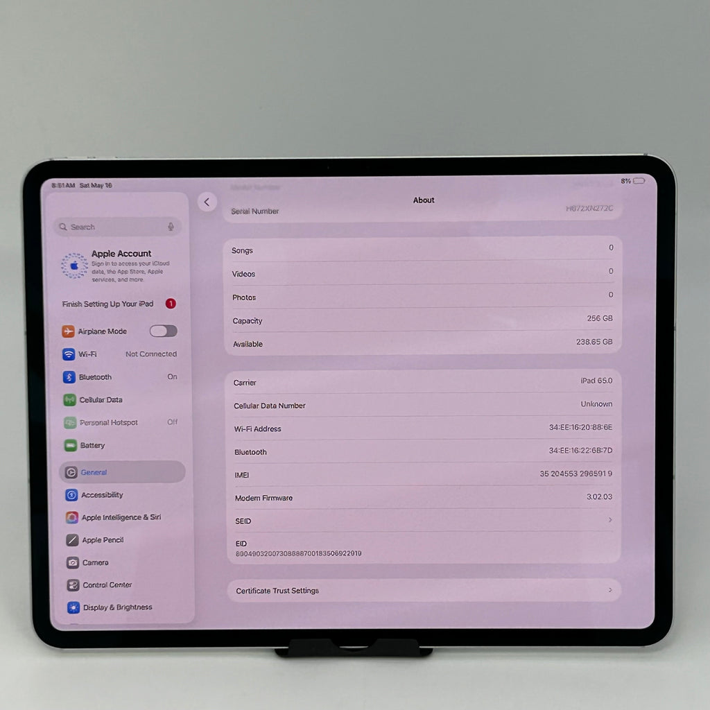 Apple iPad Pro 13-inch M4 Wi-Fi + Cellular A2926 MVXT3LL/A 256GB Battery 100%