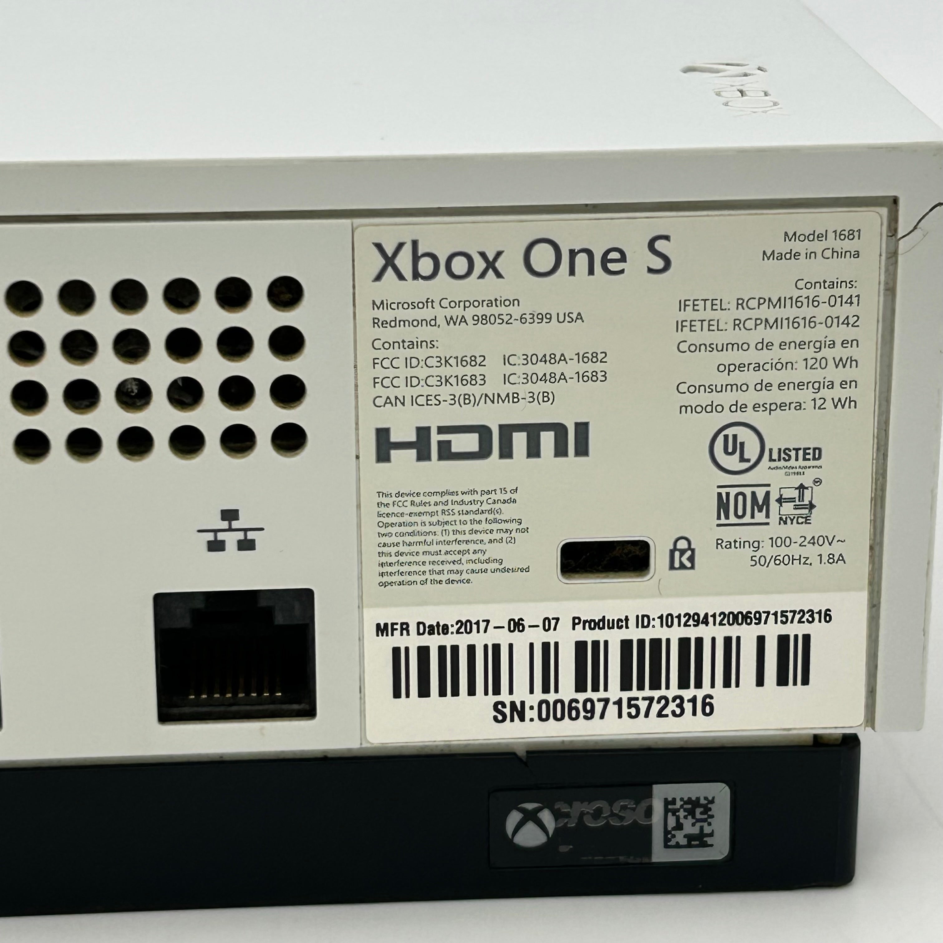 Microsoft Xbox One S 1681 500GB Console White w/ Controller- Read!