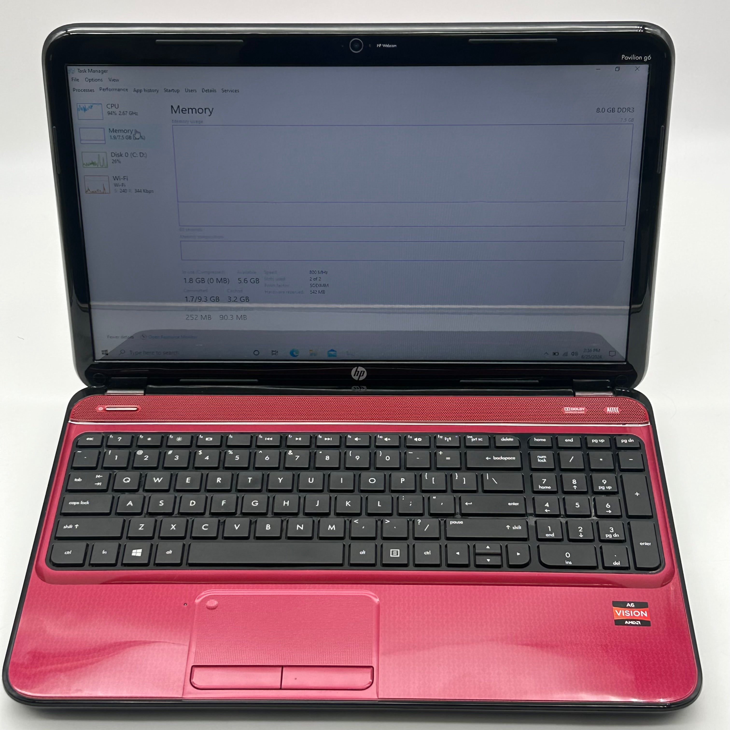 HP Pavilion G6 15.6-Inch Laptop | AMD A6-4400M APU| 8GB RAM| 1TB HDD| Red w/ Charger