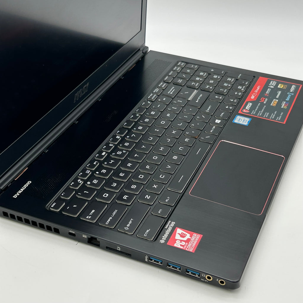 MSI GS63 Stealth 8RE 15.6" FHD 120Hz Intel Core i7-8750H 16GB RAM 256GB SSD 1TB HDD Black Gaming Laptop Used With Box