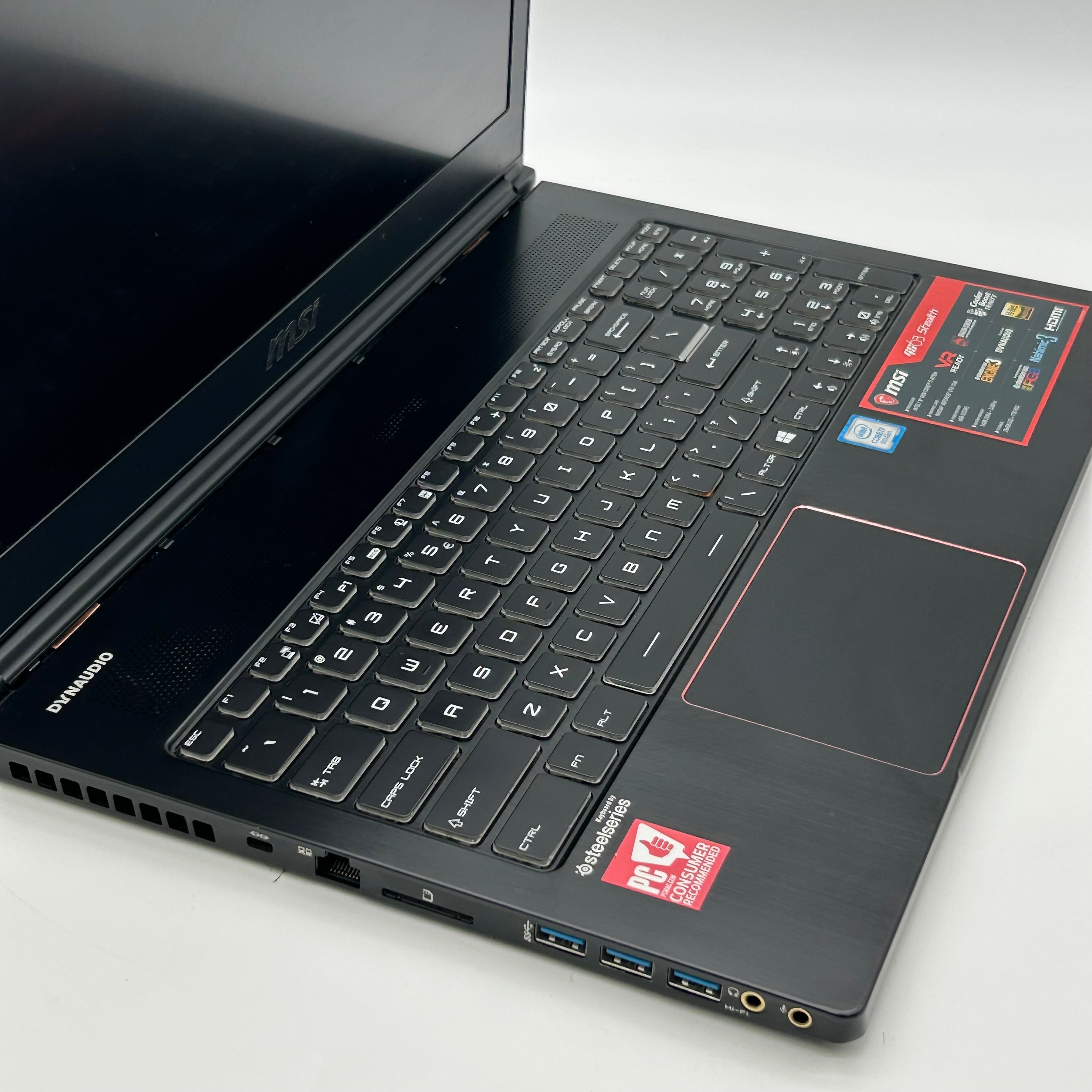 MSI GS63 Stealth 8RE 15.6" FHD 120Hz Intel Core i7-8750H 16GB RAM 256GB SSD 1TB HDD Black Gaming Laptop Used With Box