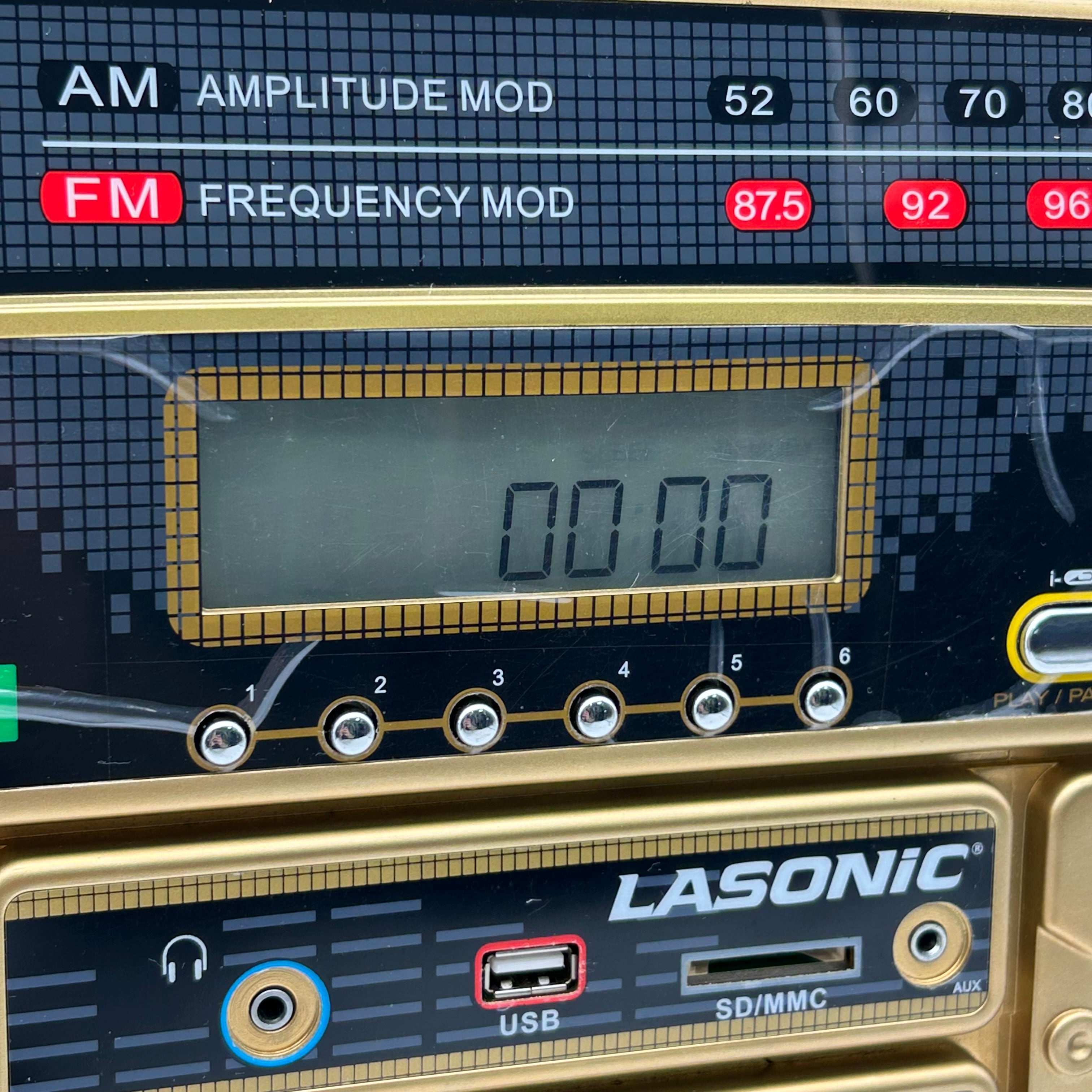 LASONIC I-931 BOOMBOX Gold Pro Audio Equipment with Bag - Used