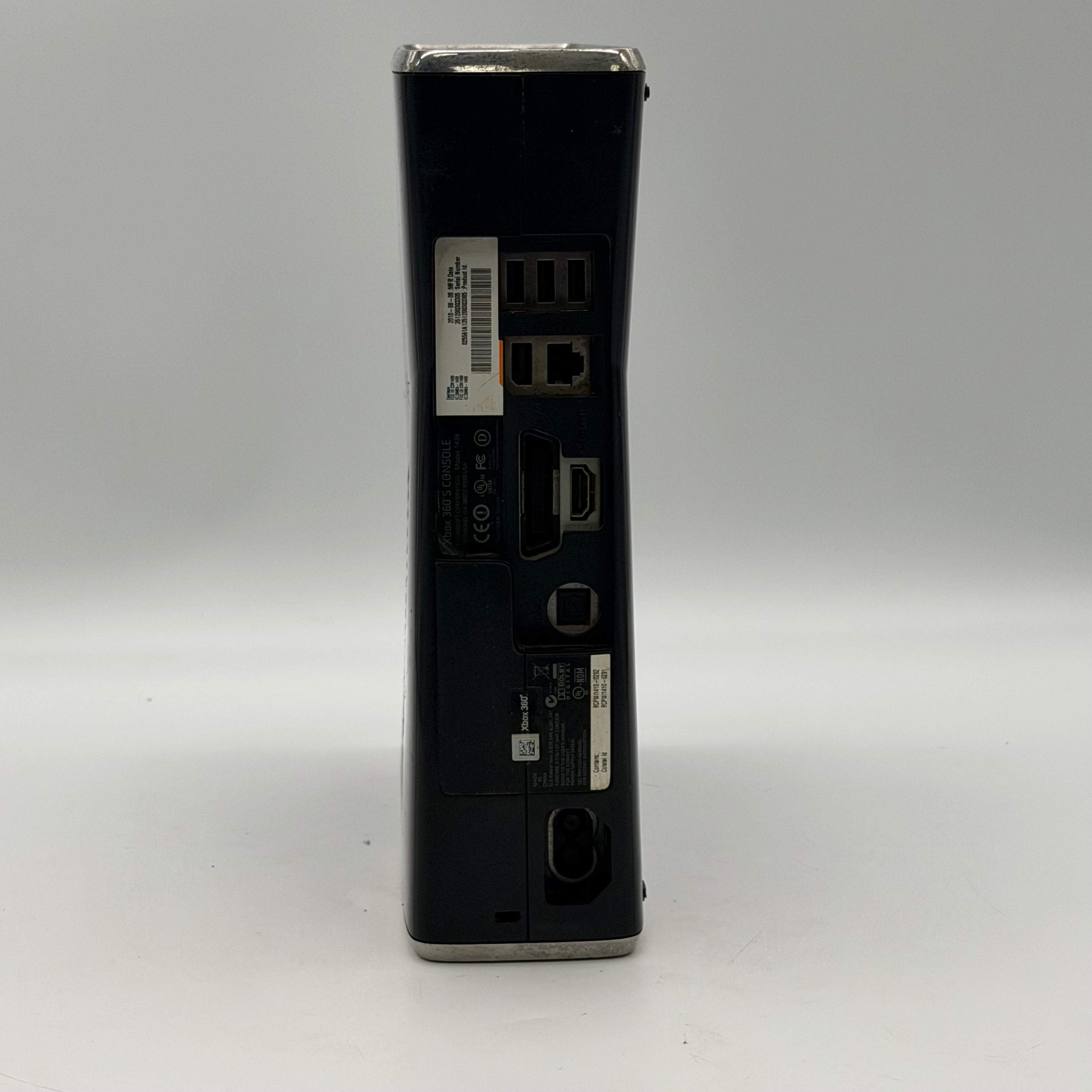 Microsoft Xbox 360S Black Console 1439 250GB w/ 2 Games - Tested
