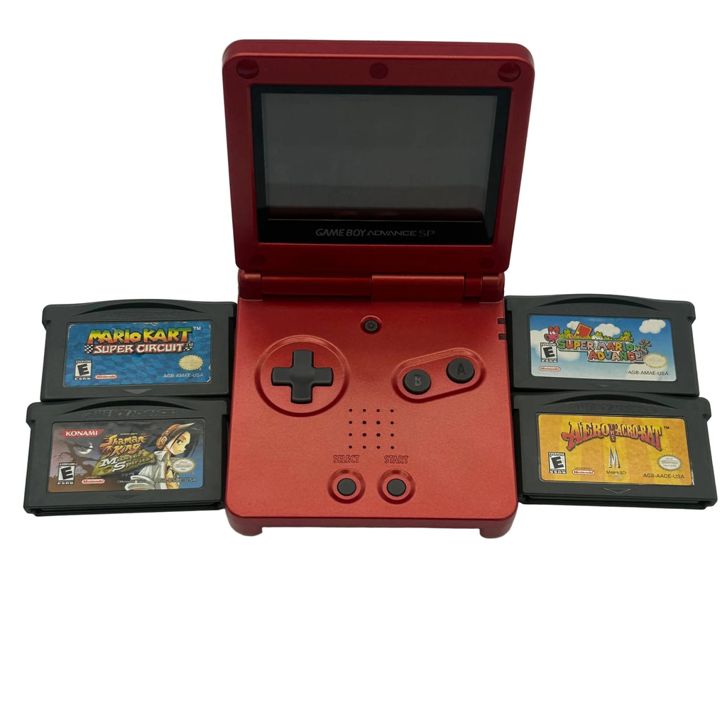 Nintendo Game Boy Advance SP (AGS-001) w/ Charger and 4 games - Tested