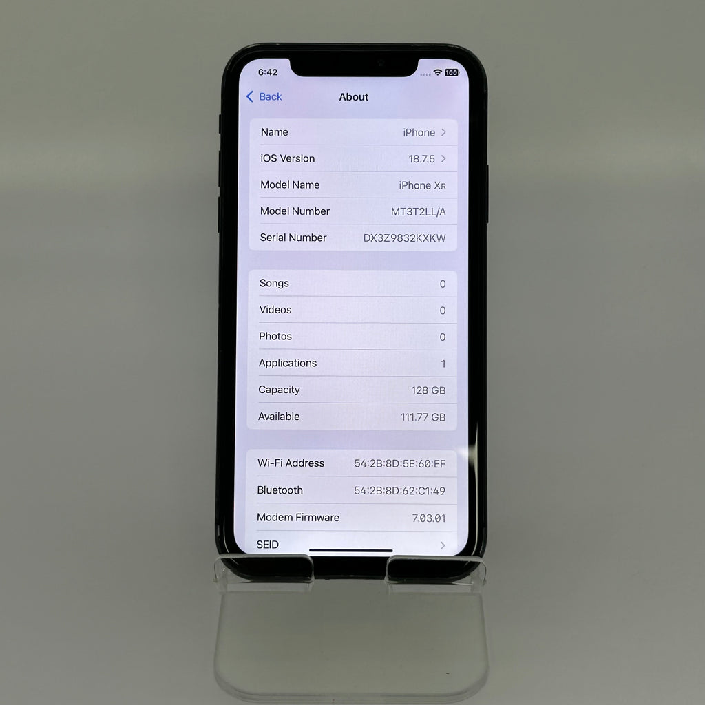 Unlocked  Apple iPhone XR 128GB Black MT3T2LL/A Battery Health 100% - Used
