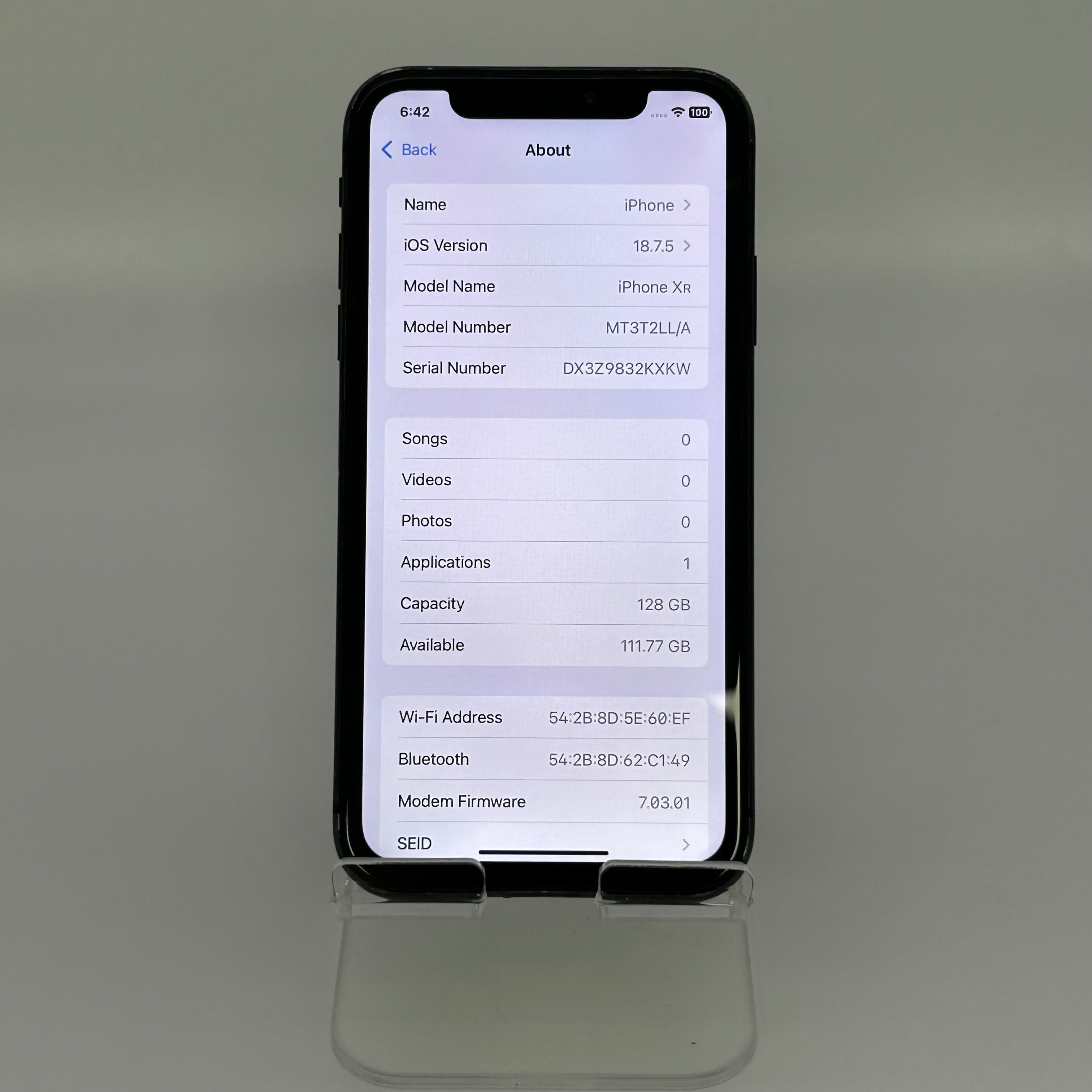 Unlocked  Apple iPhone XR 128GB Black MT3T2LL/A Battery Health 100% - Used