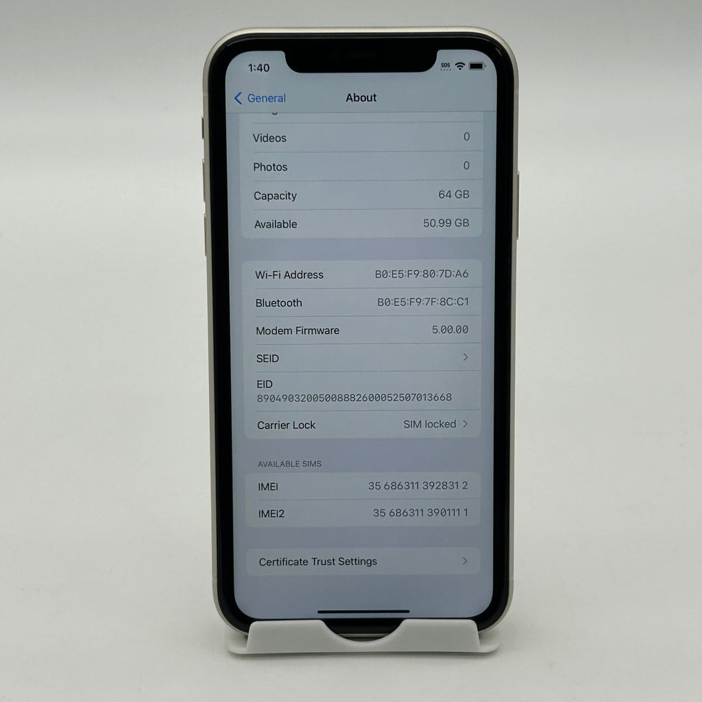 Apple iPhone 11 - 64GB - White (AT&T) MH8E3LL/A 81% BH