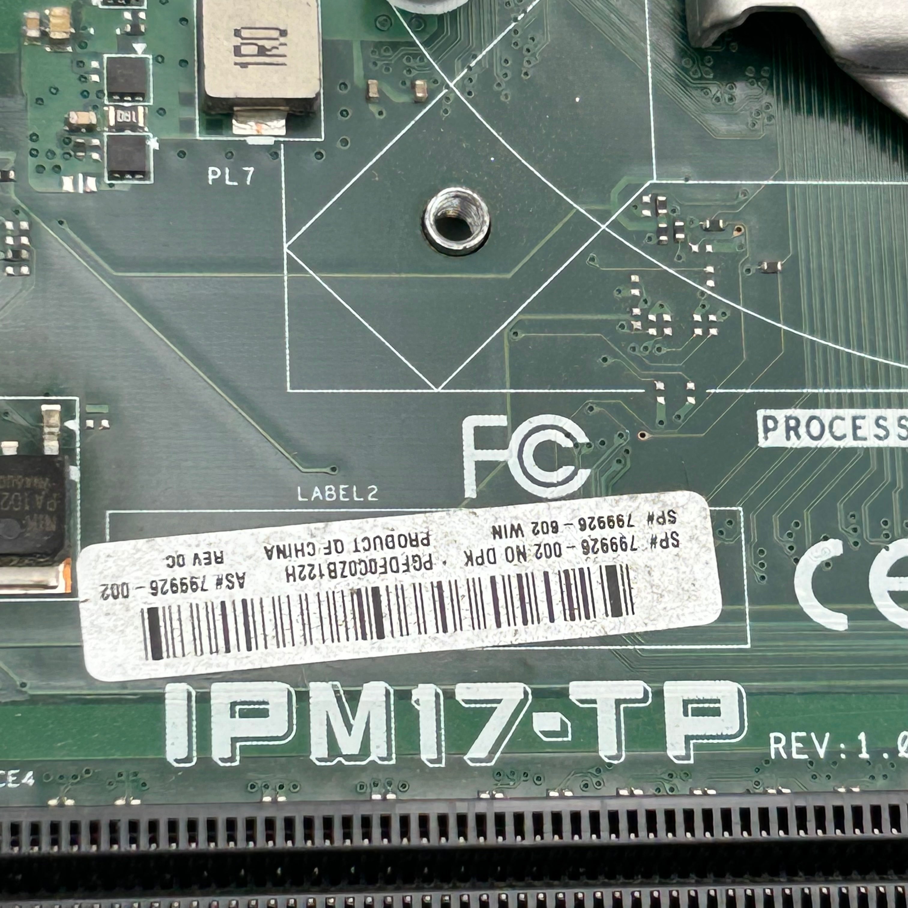 HP IPM17-TP Motherboard 799926-001 / -002 w/ Intel Celeron G540 CPU - Untested
