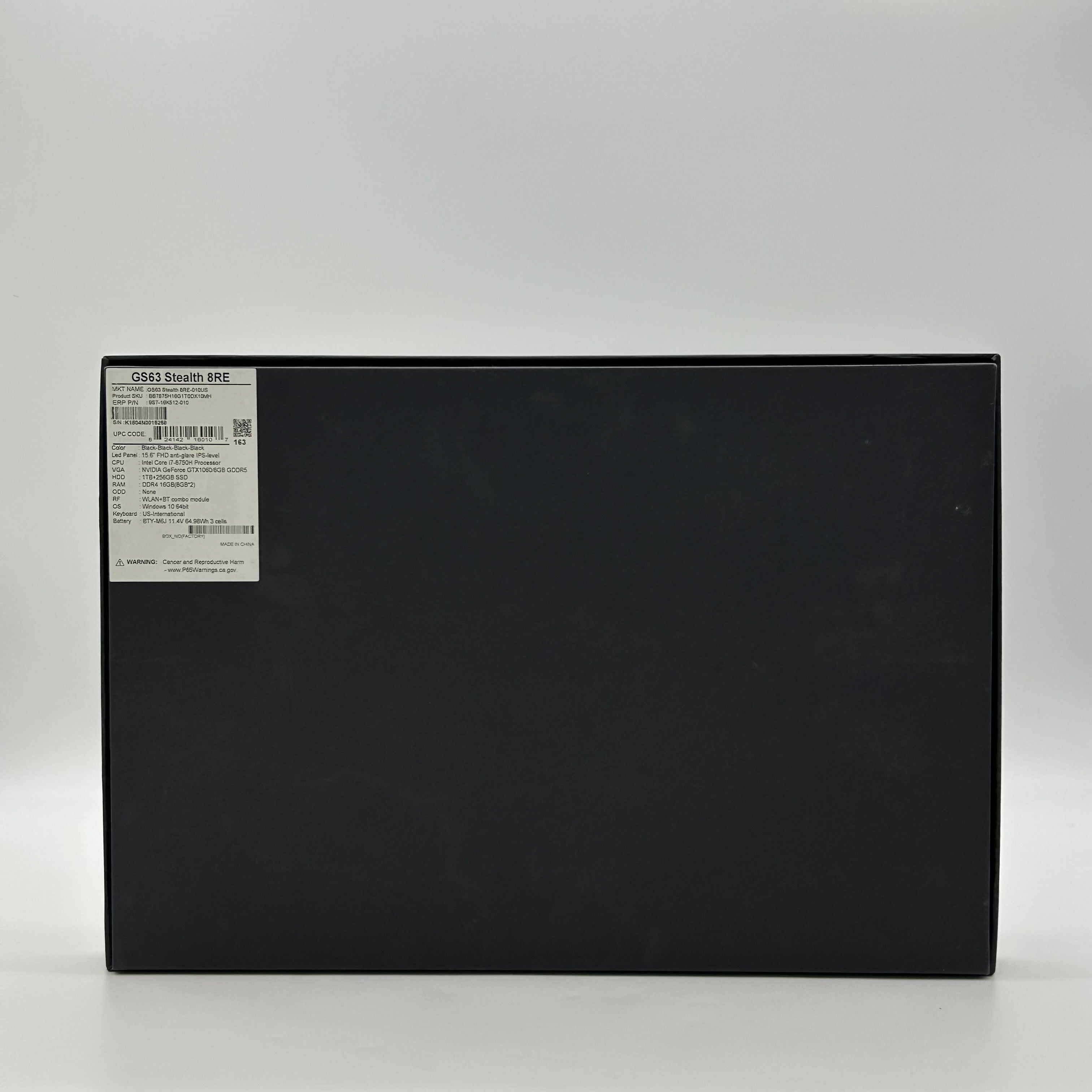 MSI GS63 Stealth 8RE 15.6" FHD 120Hz Intel Core i7-8750H 16GB RAM 256GB SSD 1TB HDD Black Gaming Laptop Used With Box