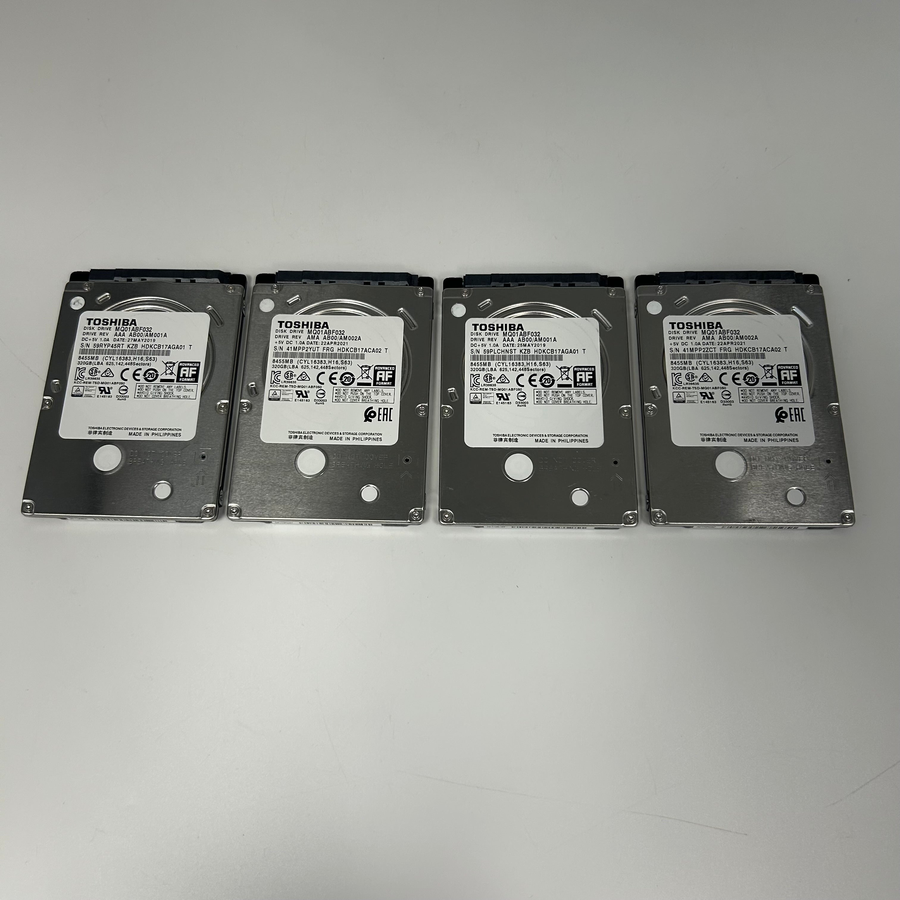Toshiba MQ01ABF032 320GB 2.5" 5400RPM HDD Lot of 4 - Untested