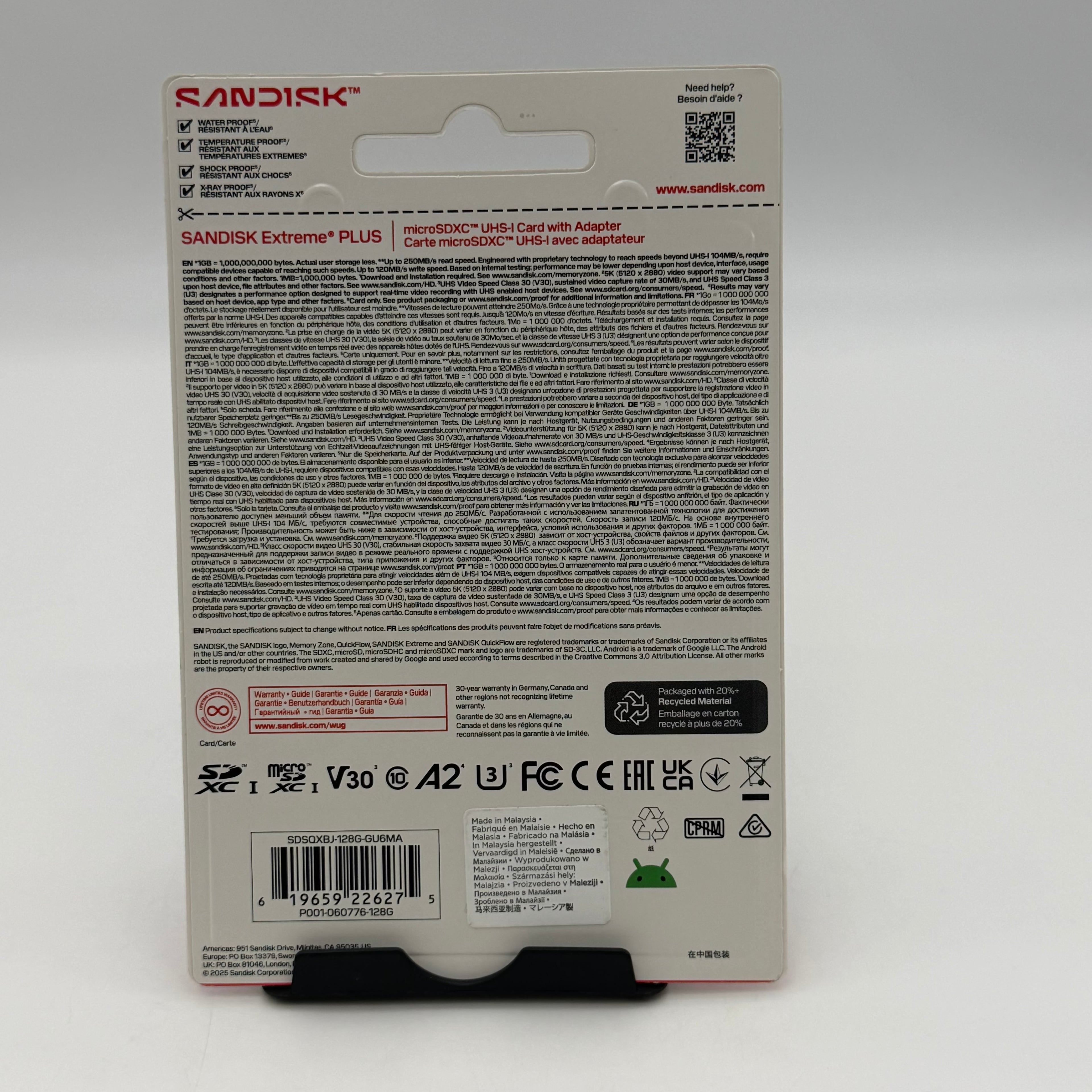 NEW - Sandisk Extreme Plus microSDXC UHS-I 256GB Memory Card SDSQXBJ-256G-GU6MA
