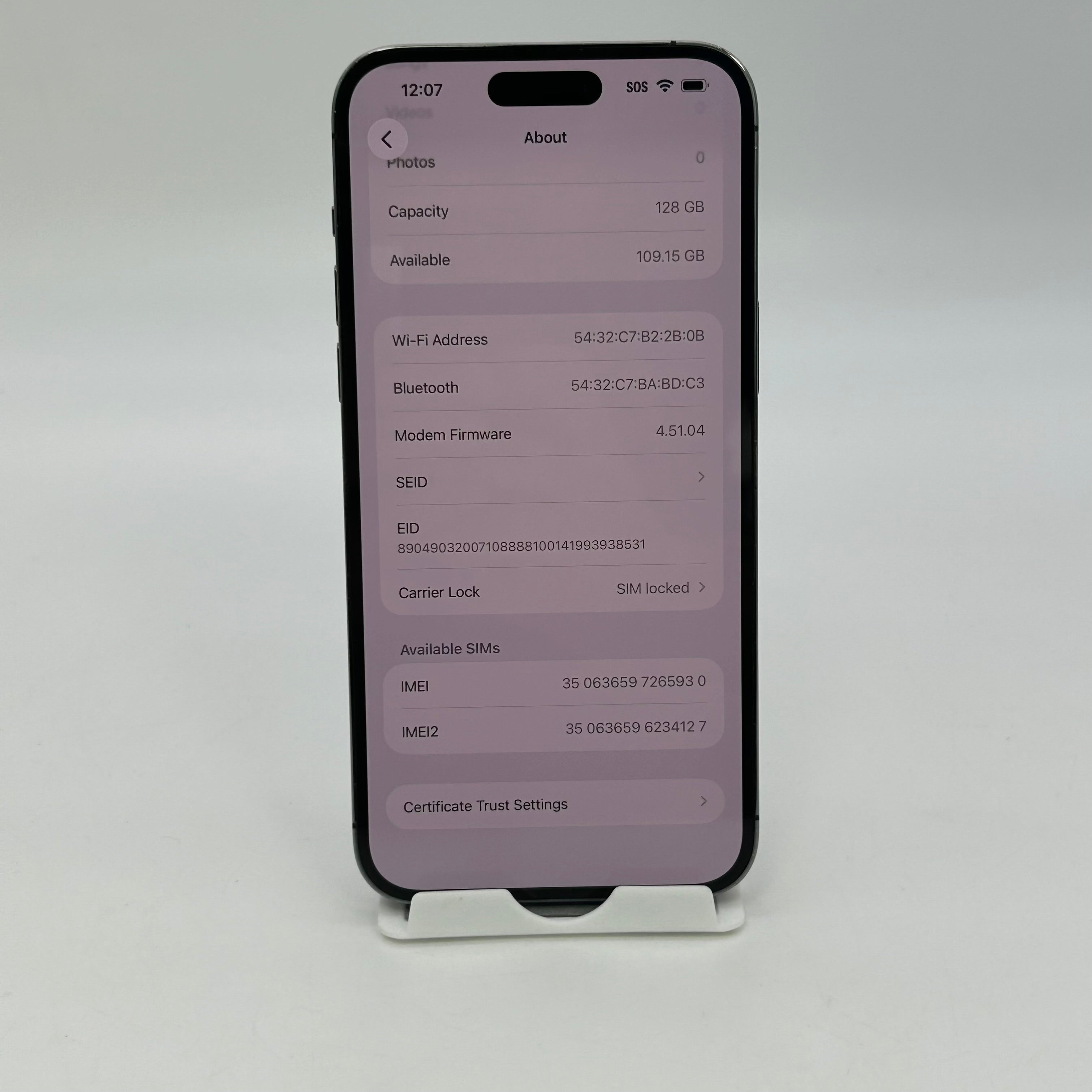 iPhone 14 Pro Max 128GB Deep Purple MQ8R3LL/A | Spectrum | 76% Batt Service