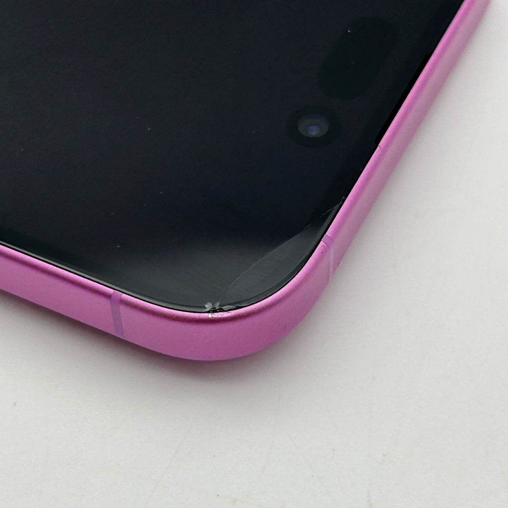 AT&T Apple iPhone 16 128GB A3081 MYAW3LL/A 100% Battery Health Pink Small Cracked