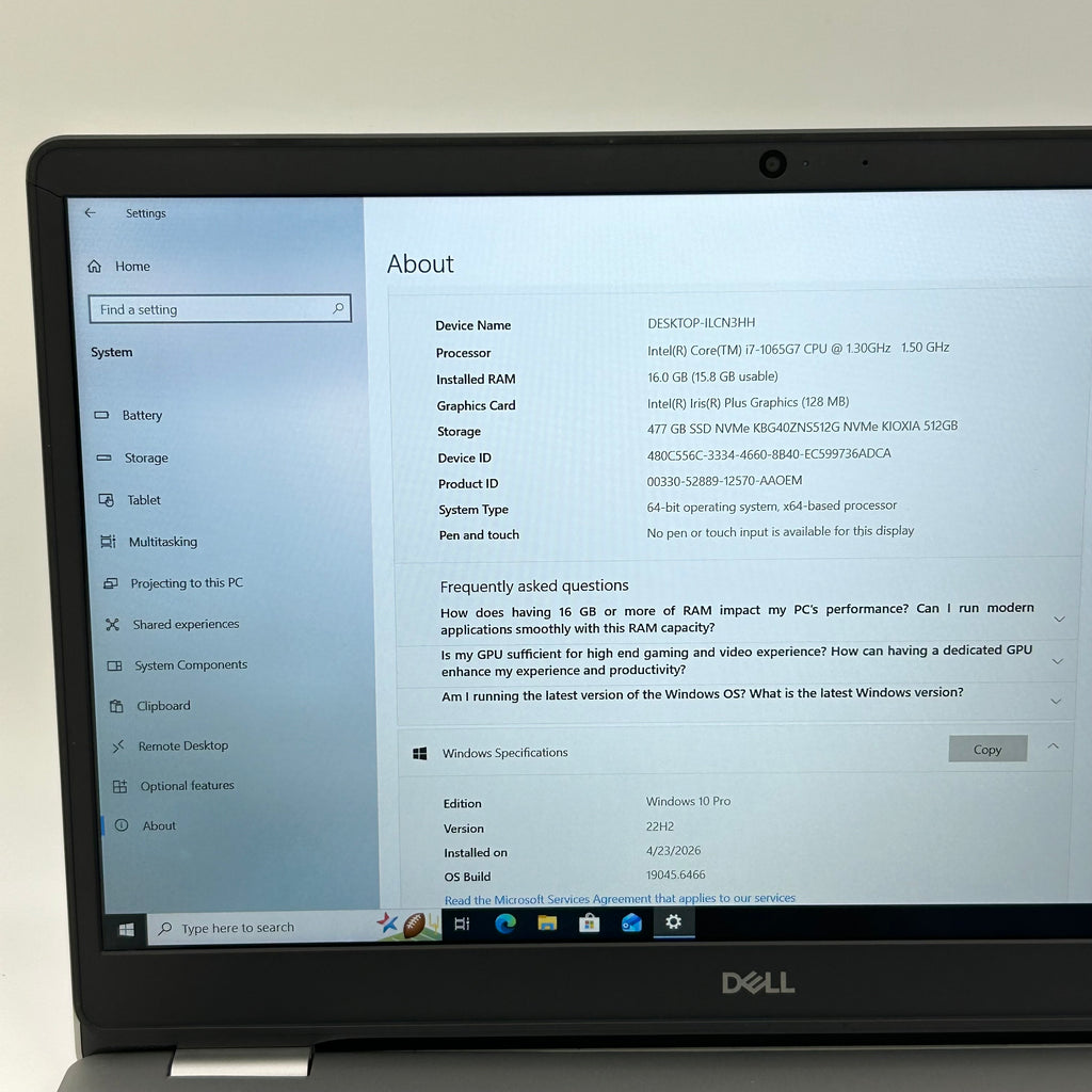 Dell Inspiron 5593 Laptop i7-1065G7 16GB 512GB SSD 15.6-inch FHD Windows 10 Home