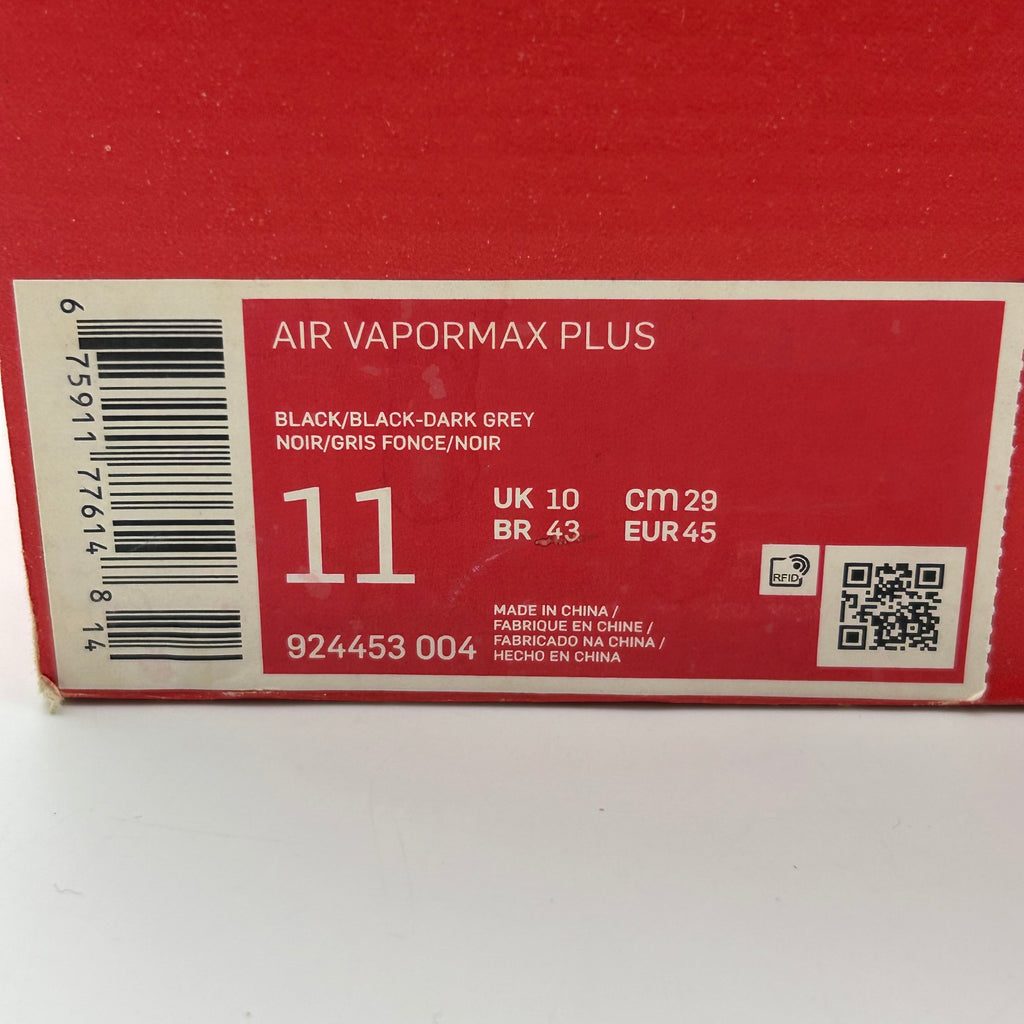 Size 11 - Nike Air VaporMax Plus Low Triple Black 924453-004