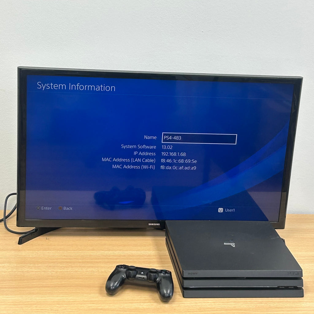 Sony PlayStation 4 Pro Black Console Cont HDMI USB Wi-Fi CUH-7015B 1TB