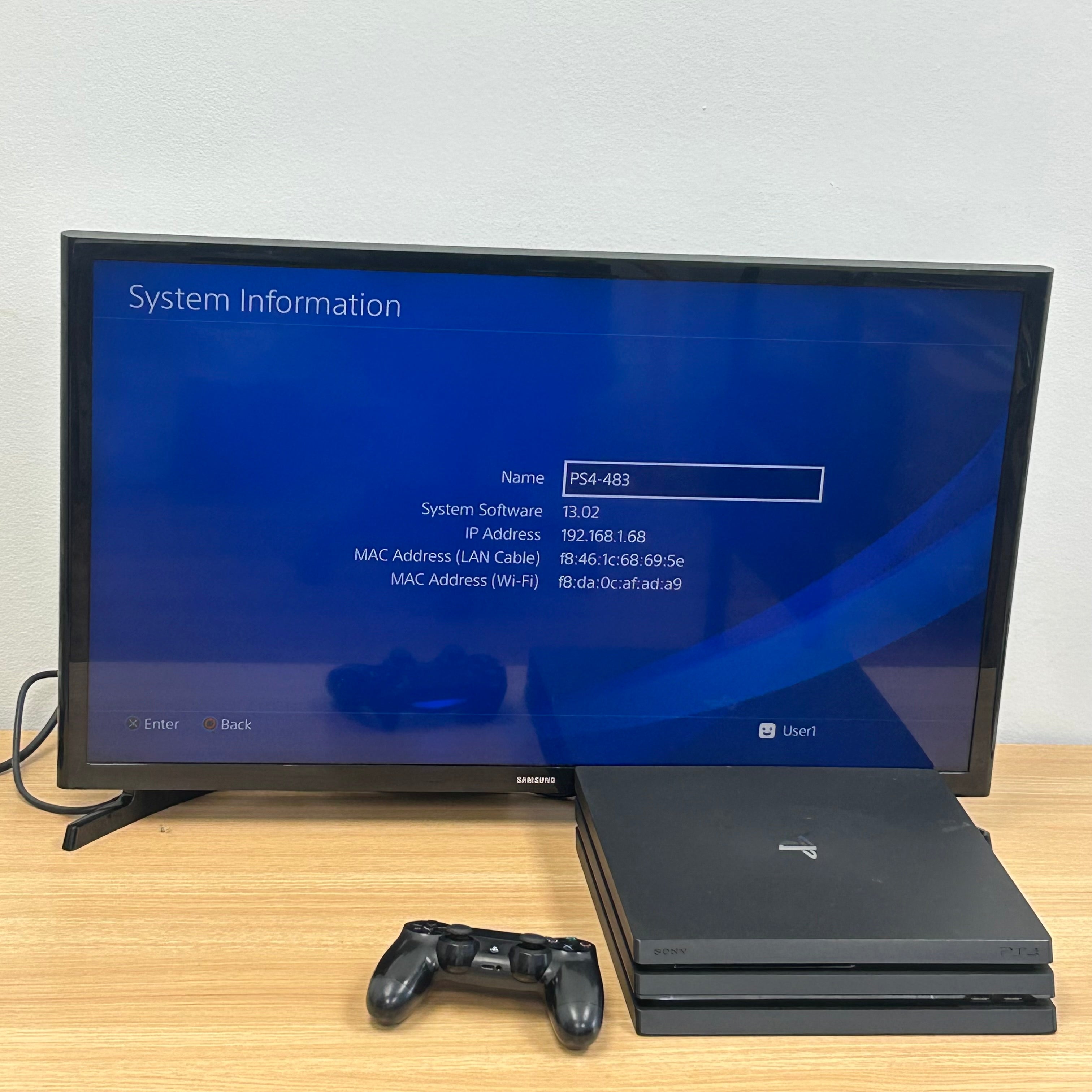 Sony PlayStation 4 Pro Black Console Cont HDMI USB Wi-Fi CUH-7015B 1TB
