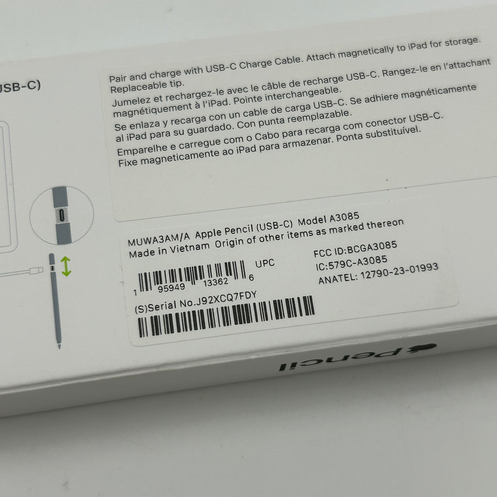 Apple Pencil USB-C 11",12.9",13" Smart Pencil Stylus White A3085 White Open Box