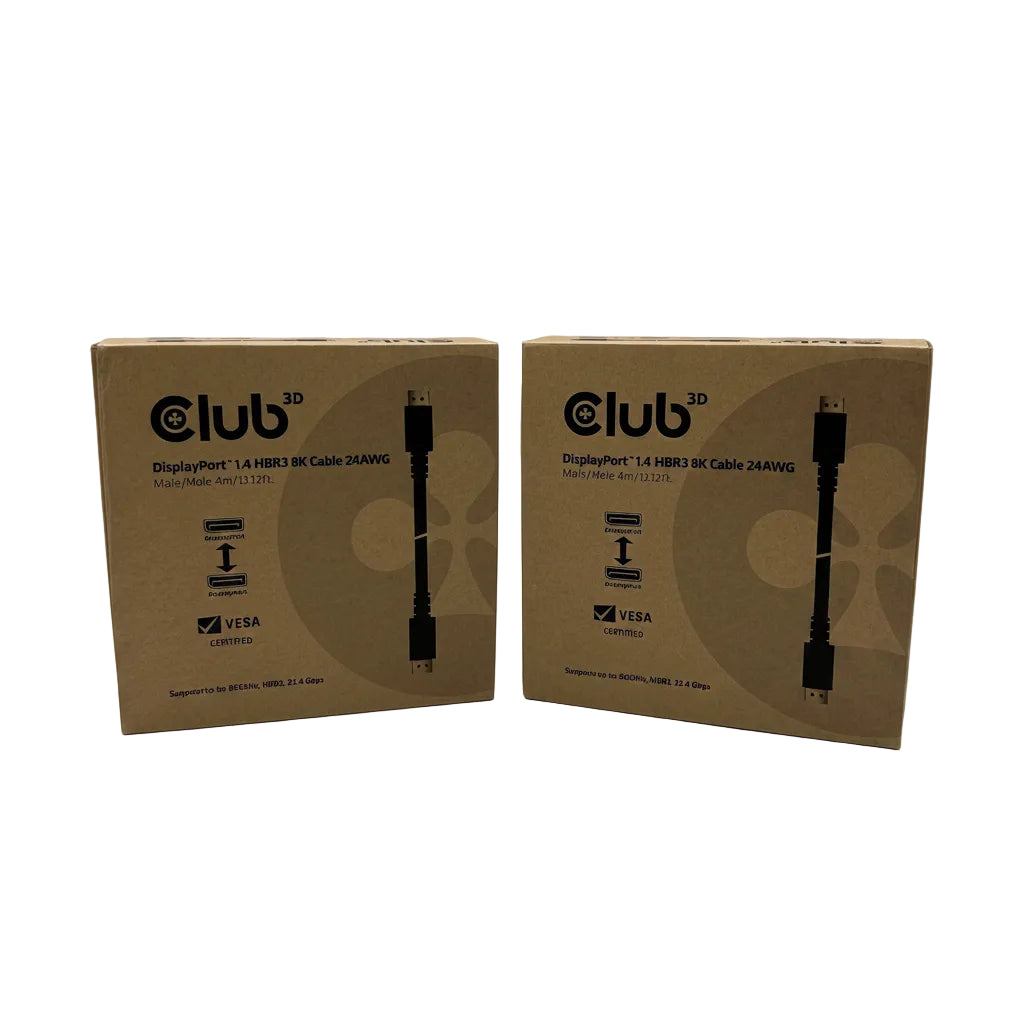 Club3d DisplayPort 1.4 HBR3 8K Cable 24AWG 2 Pack 4m length
