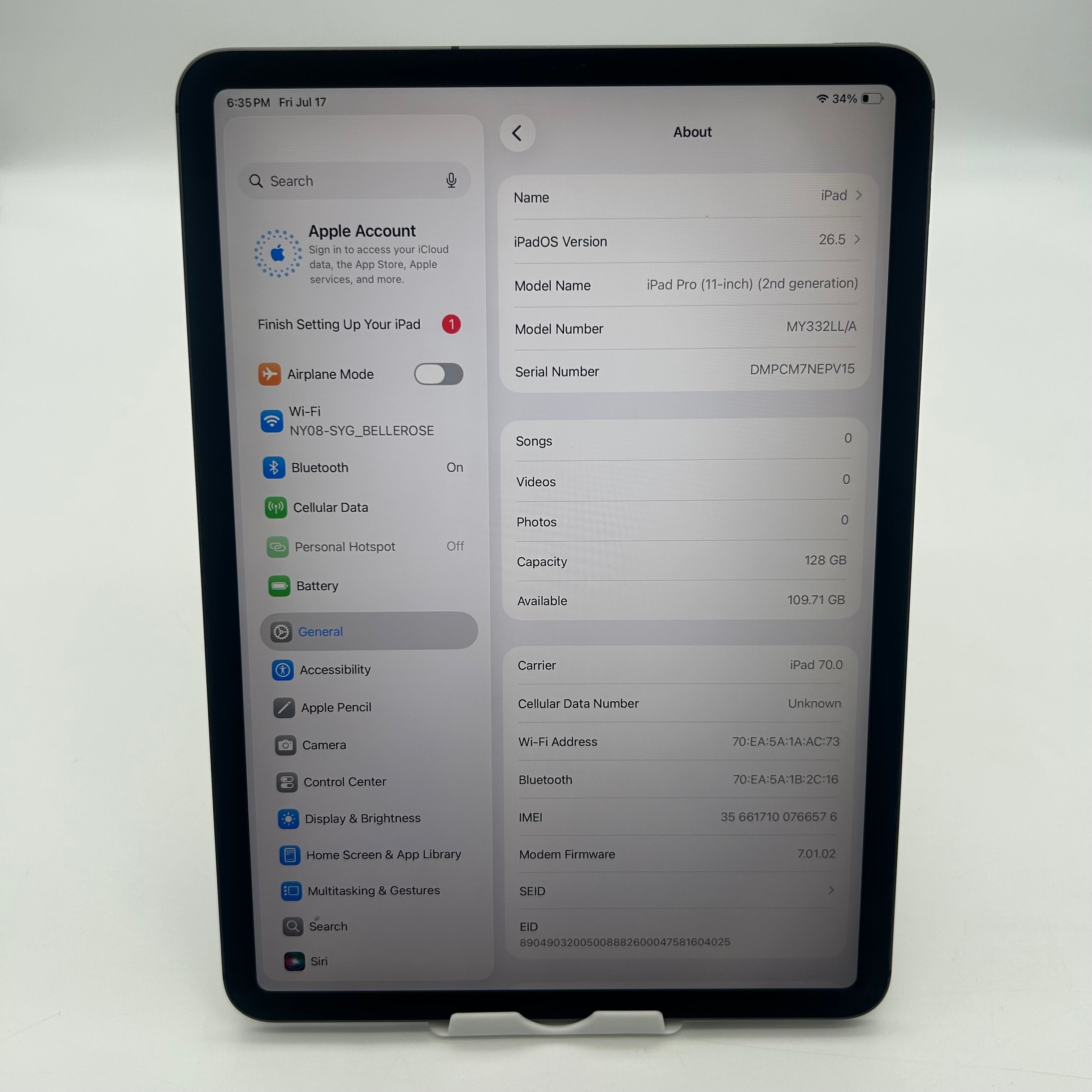 Apple iPad Pro 11" (2nd Gen) 128GB A2068 Space Gray (Unlocked) READ