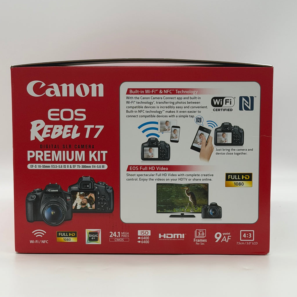 NEW Canon EOS Rebel T7 24.1MP Digital Camera - Black (Kit with 18-55mm and 75-300mmg