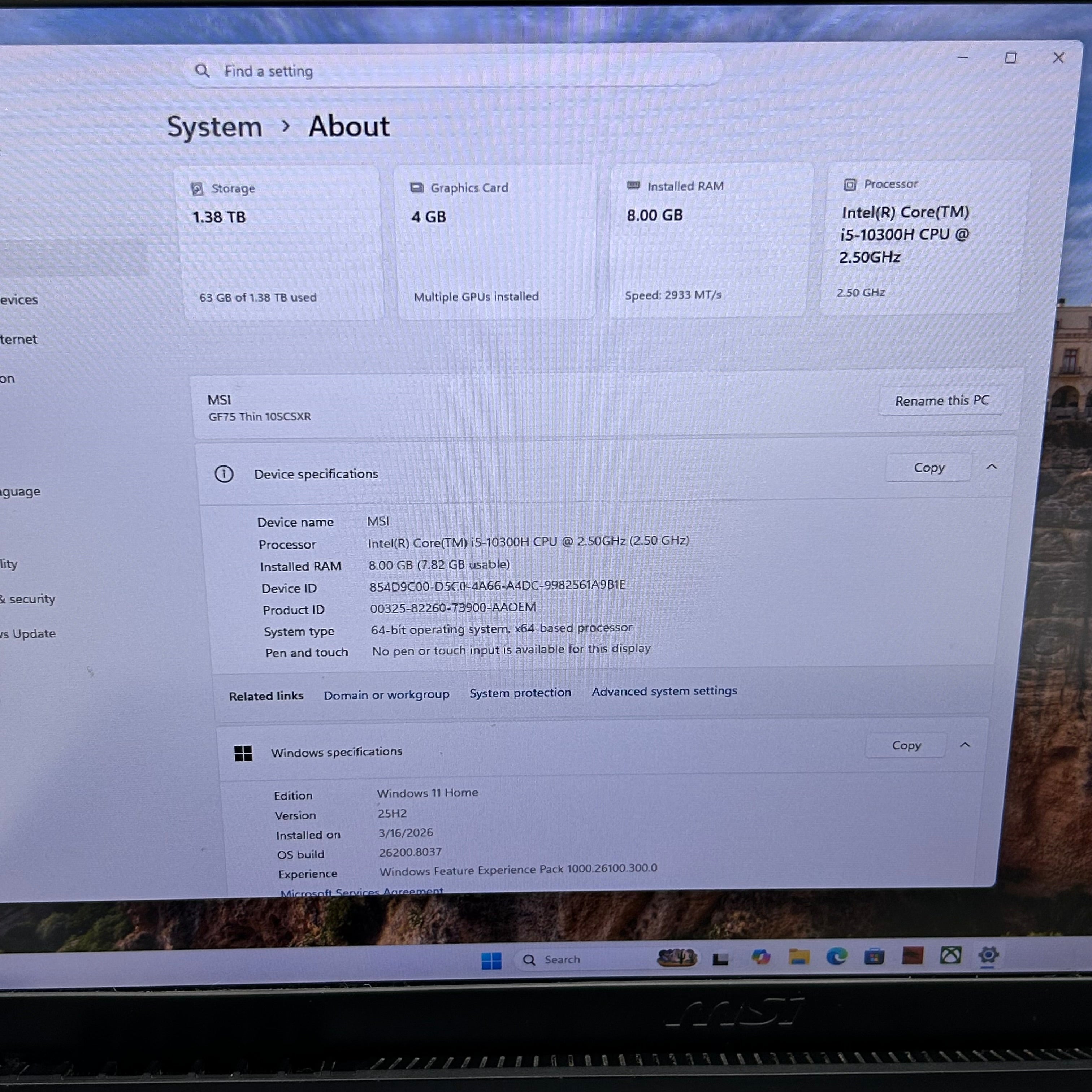 MSI Notebook Laptop MS-17F3 17.3" 144Hz | GTX 1650 Ti | 1TB HDD 512GB SSD