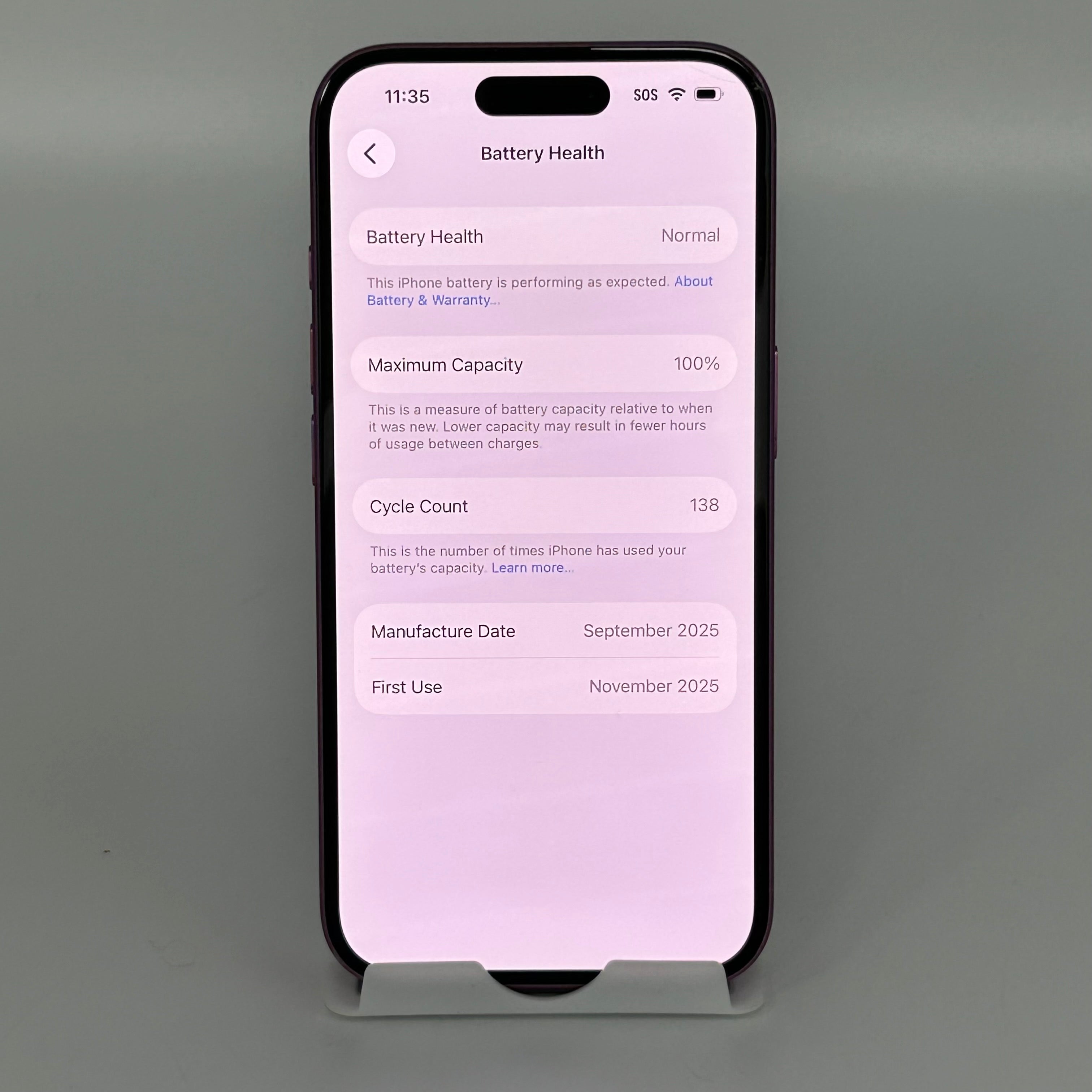 AT&T Apple iPhone 16 128GB A3081 MYAW3LL/A 100% Battery Health Pink Small Cracked